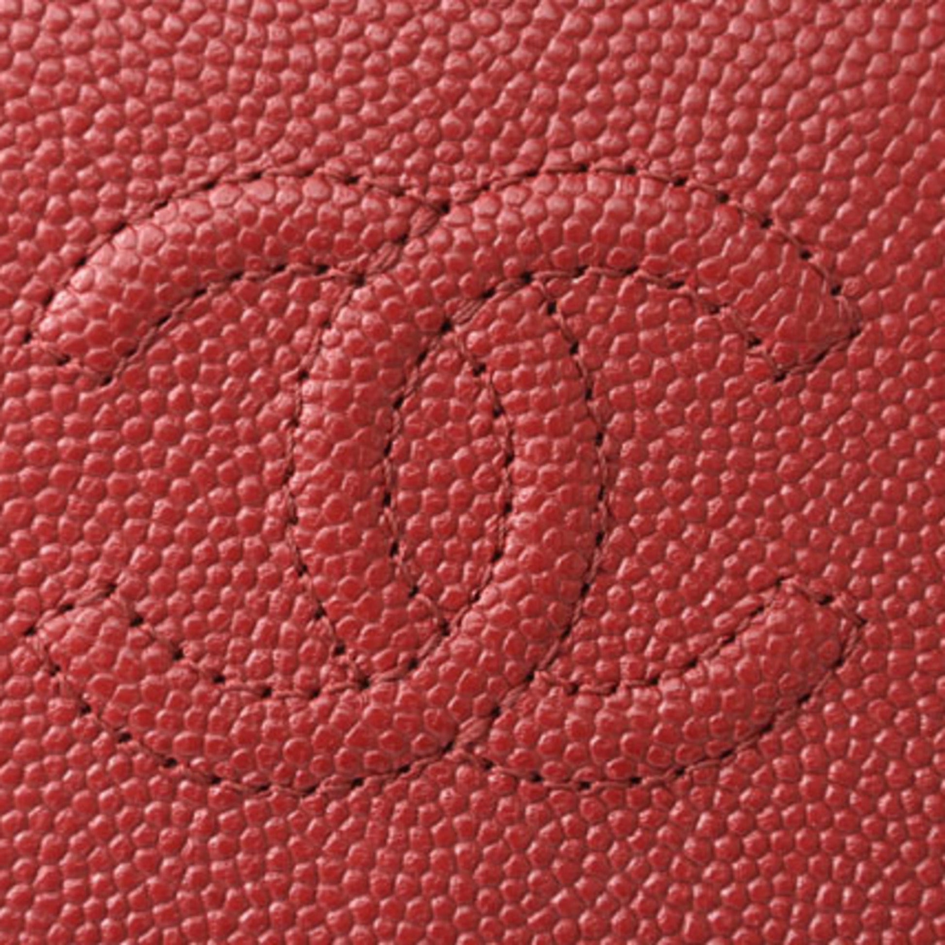 Chanel wallet  here mark caviar skin dark red