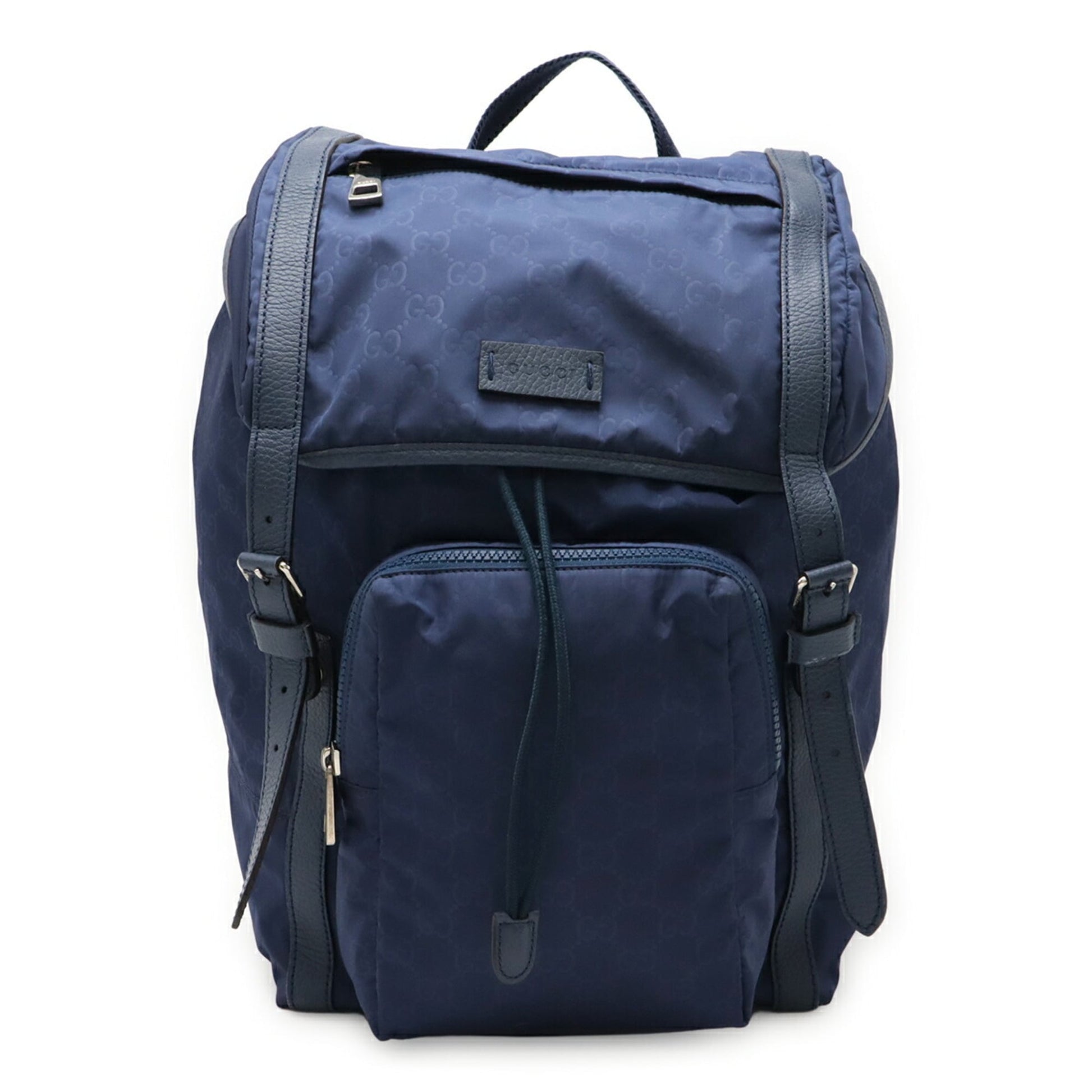 Gucci Navy Nylon Leather Backpack
