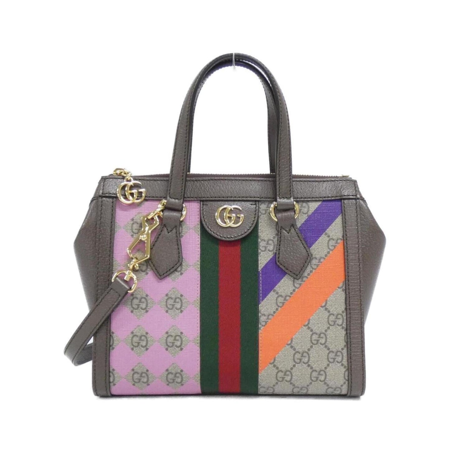Gucci Beige Brown Multi-Color Gg Supreme Leather Handbag
