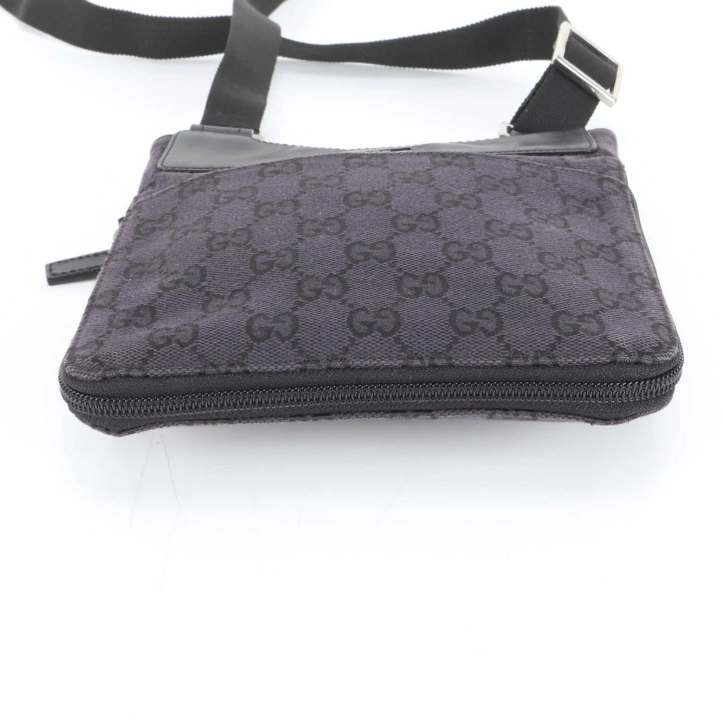 Gucci Black Purple Leather Canvas Shoulder Bag