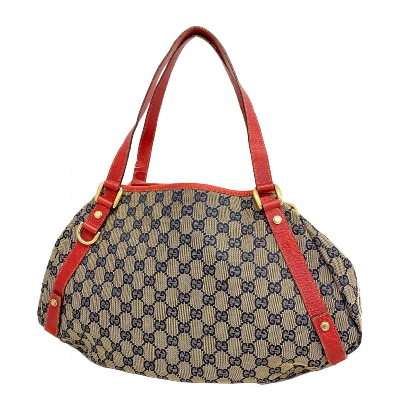 Gucci Beige Navy Red Color Canvas Tote Bag