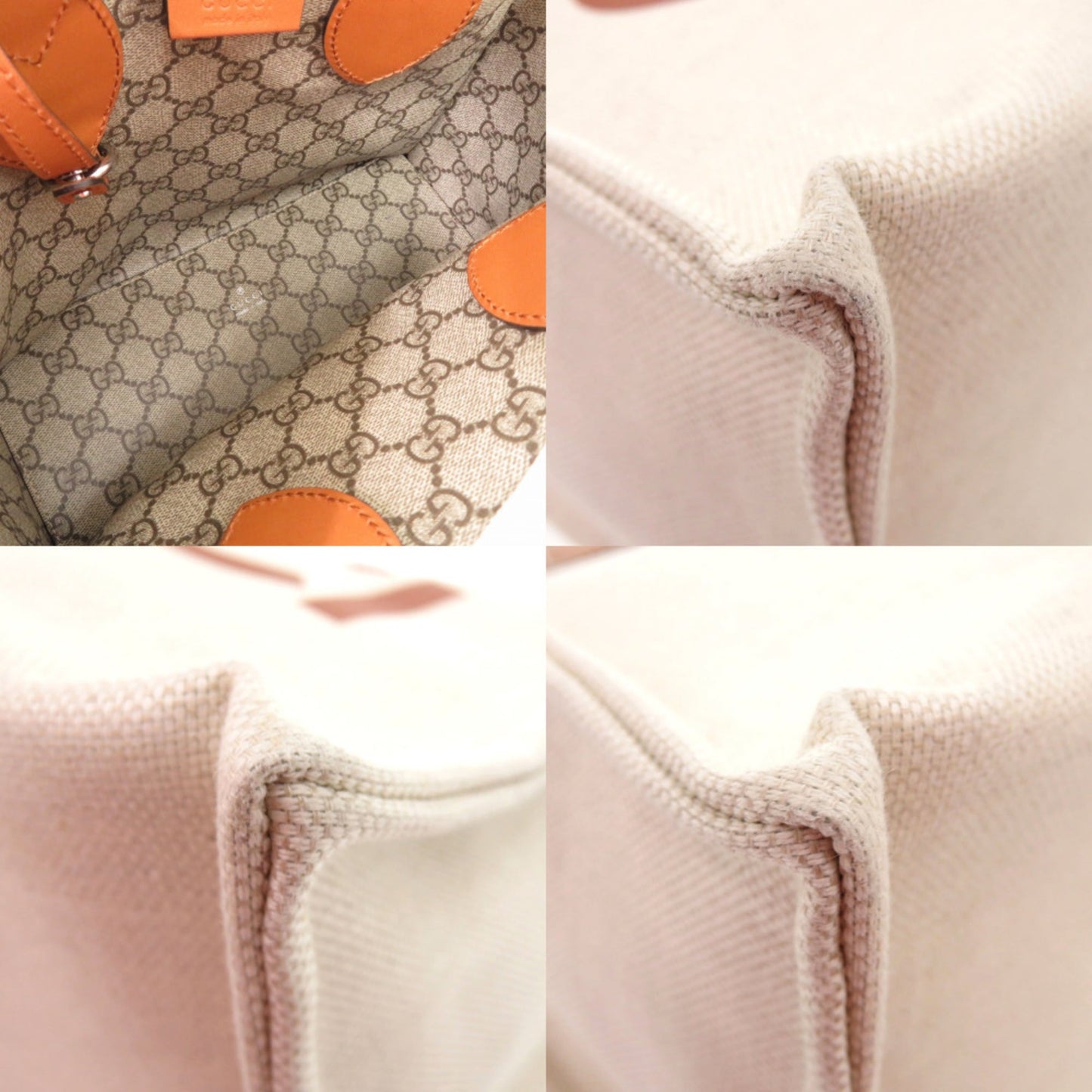 Gucci Beige Canvas Leather Handbag