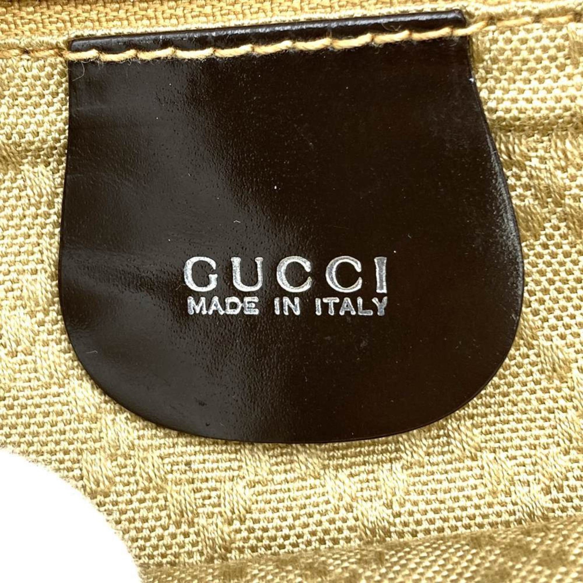 Gucci Brown Leather Nylon Sling Bag