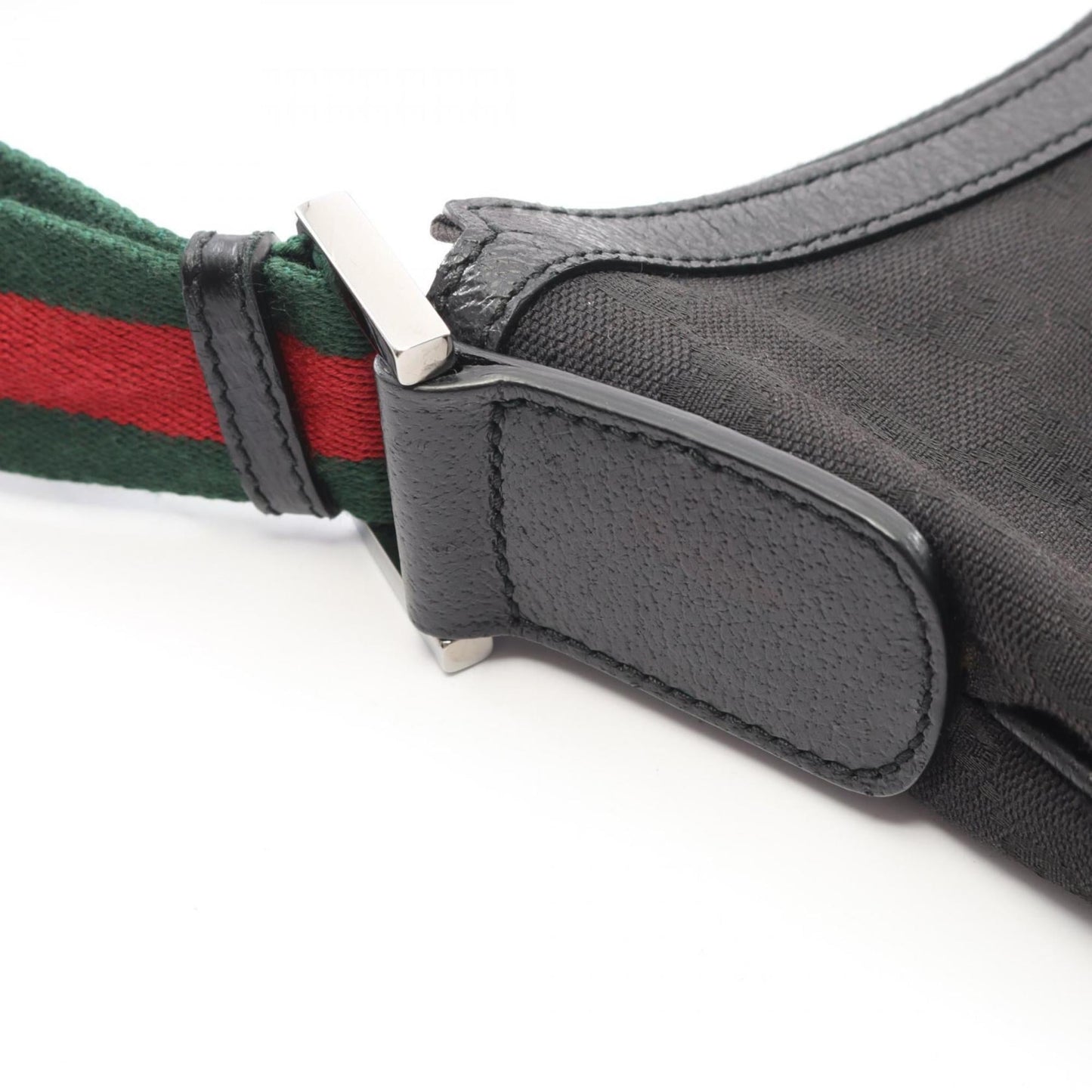 Gucci Black Gg Canvas Leather Shoulder Bag