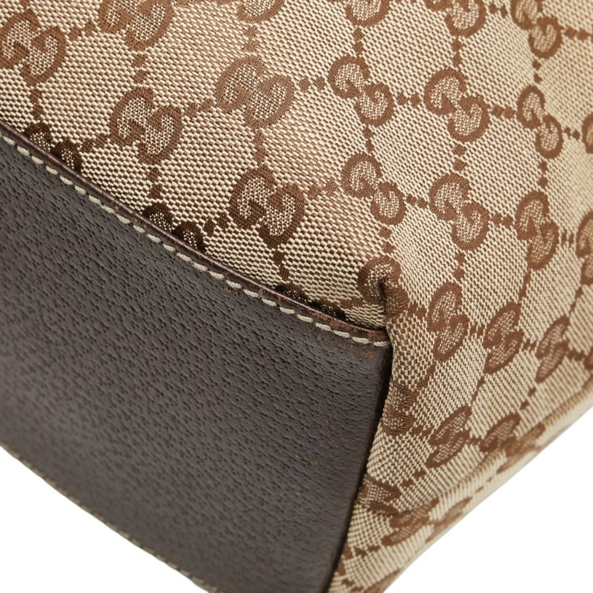 Gucci Gg Canvas Beige Brown Gg Canvas Leather Shoulder Bag Tote Bag