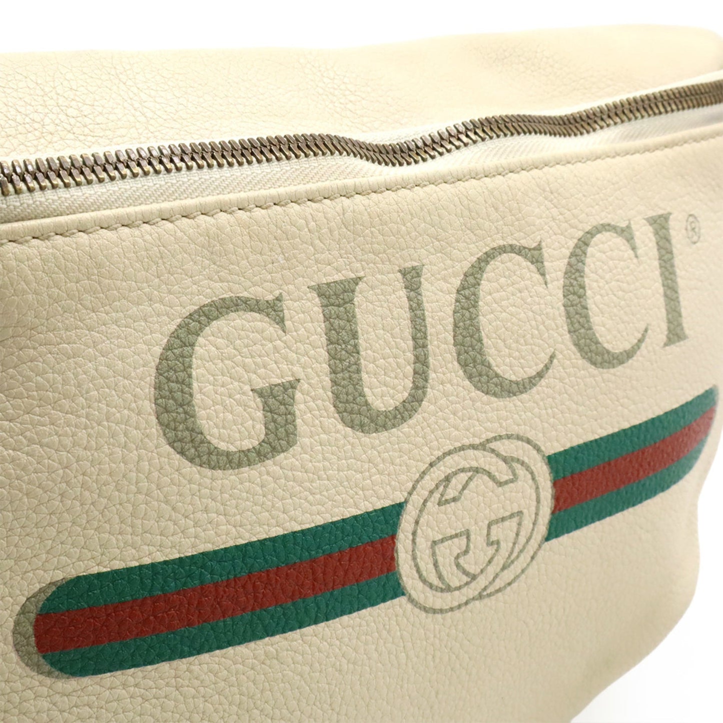 Gucci Green Ivory Red Color Leather Fanny Pack