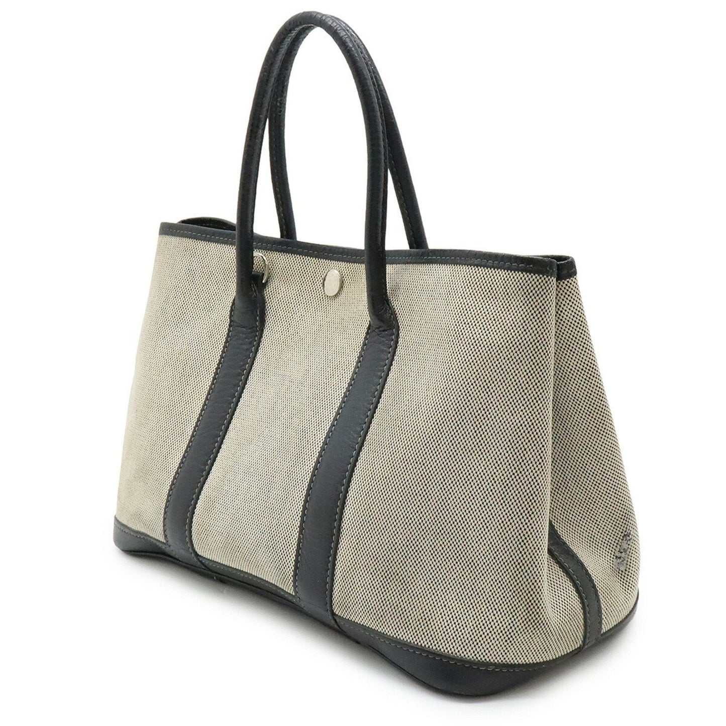 Hermes Garden Toile Handbag Tote Bag Leather Black Gray Handbag Tote Bag
