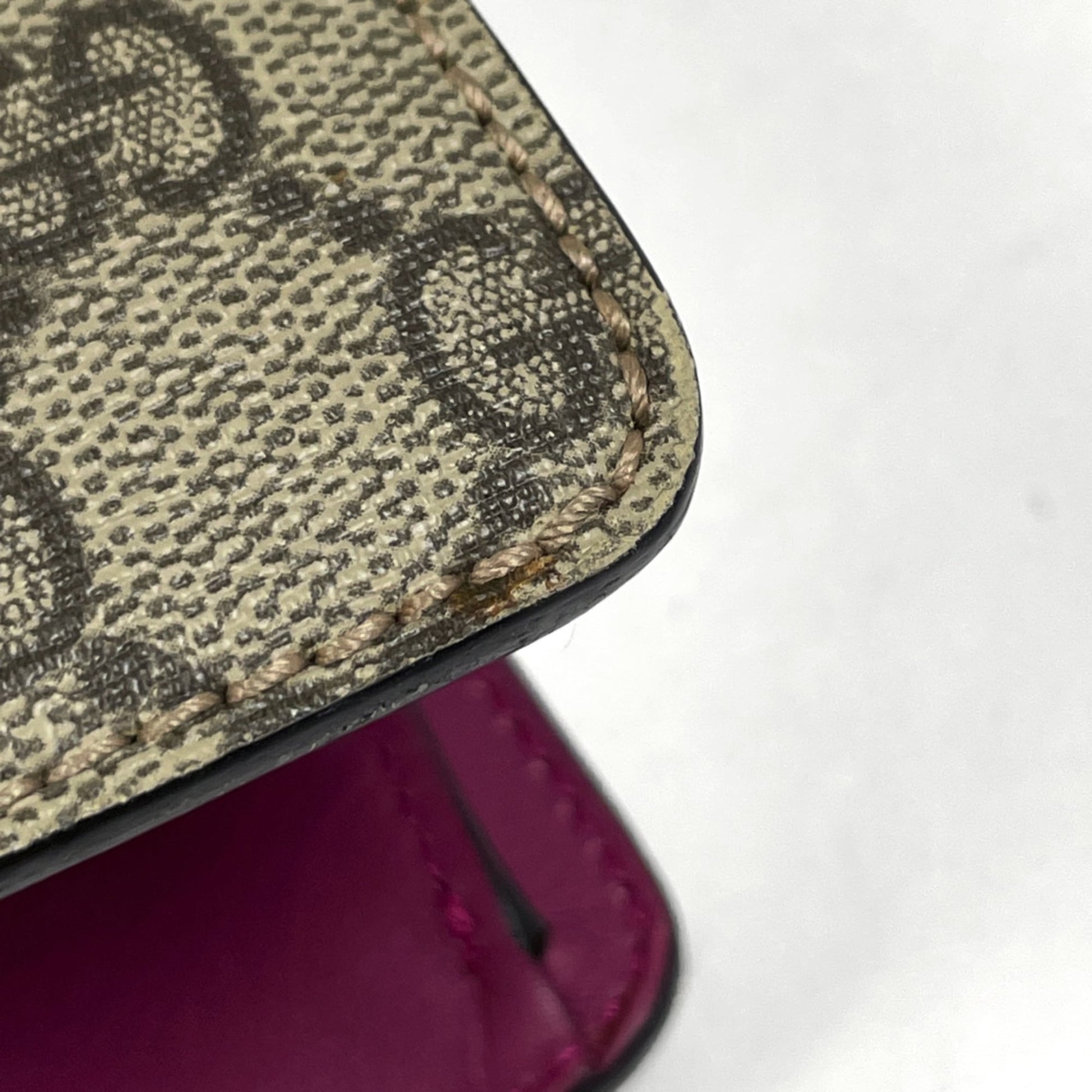 Gucci Brown Pink Red Color Coated Canvas Leather Handbag Shoulder Bag