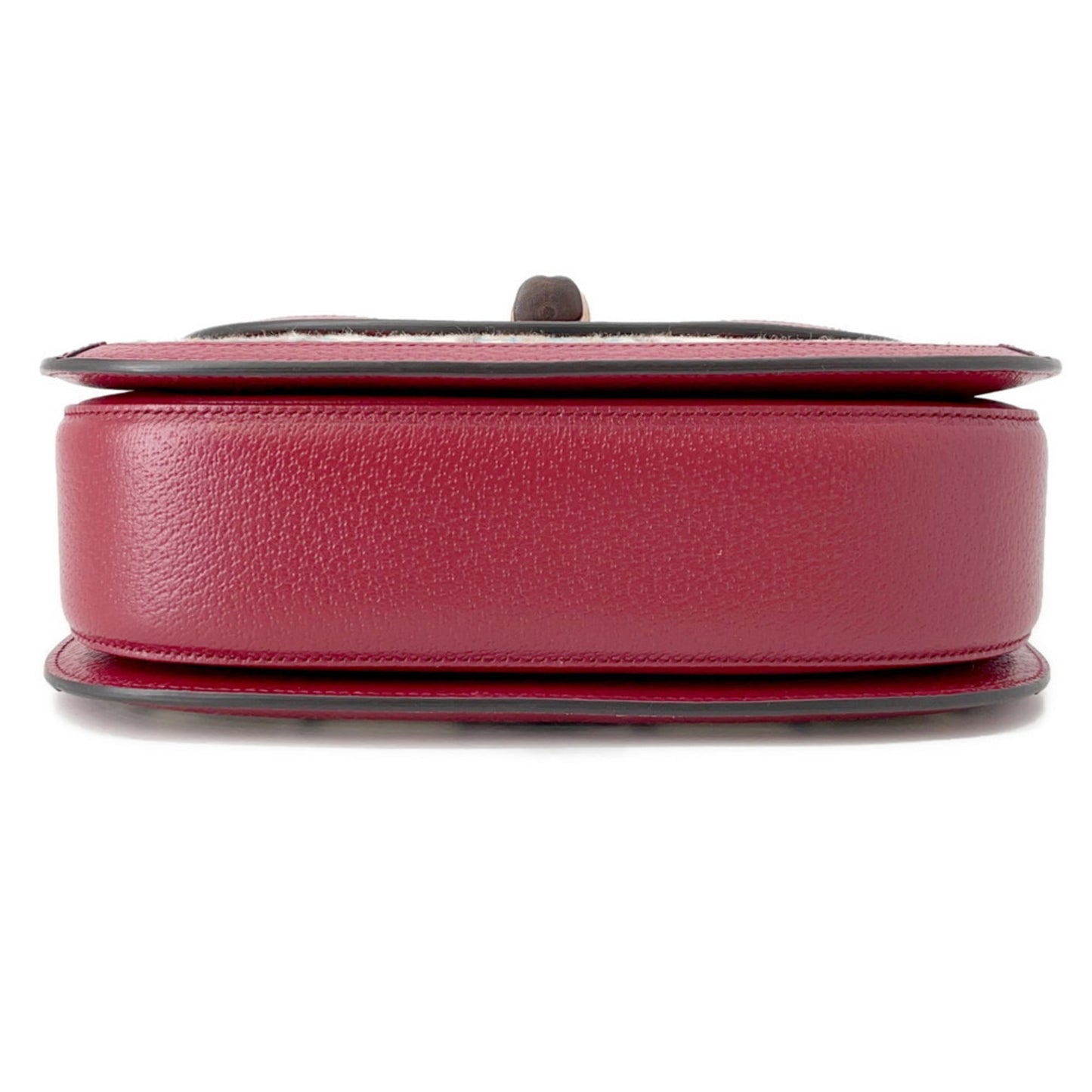 Gucci Ivory Red Color Leather Canvas Handbag