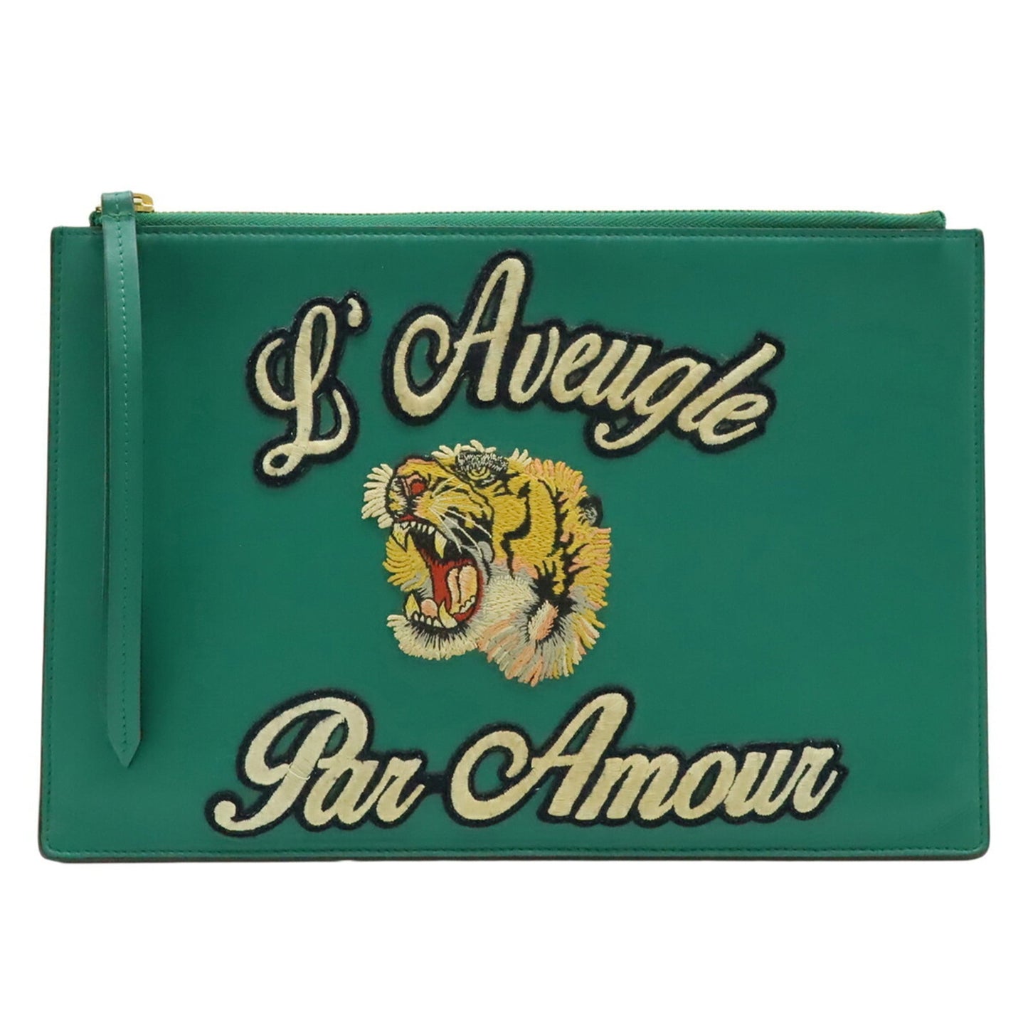 Gucci Green Leather Clutch Bag