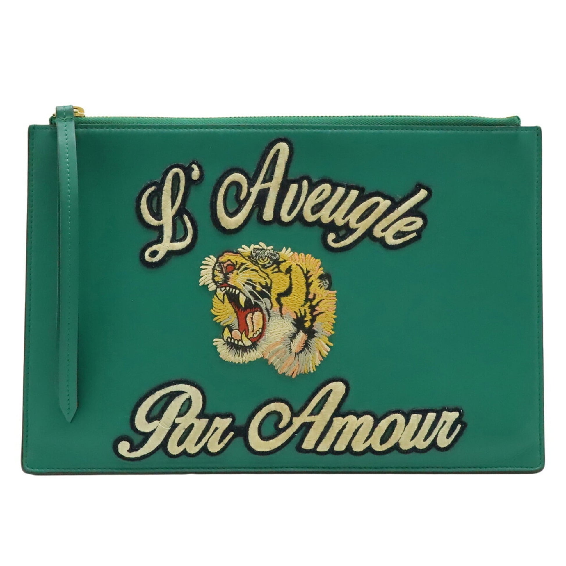 Gucci Green Leather Clutch Bag