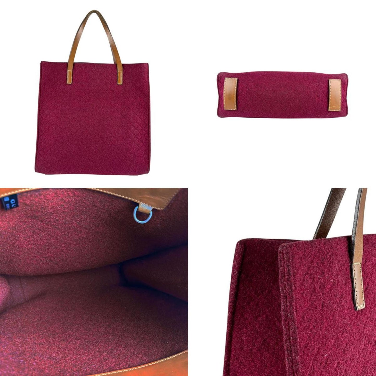 Gucci Bordeaux Brown Felt Leather Handbag