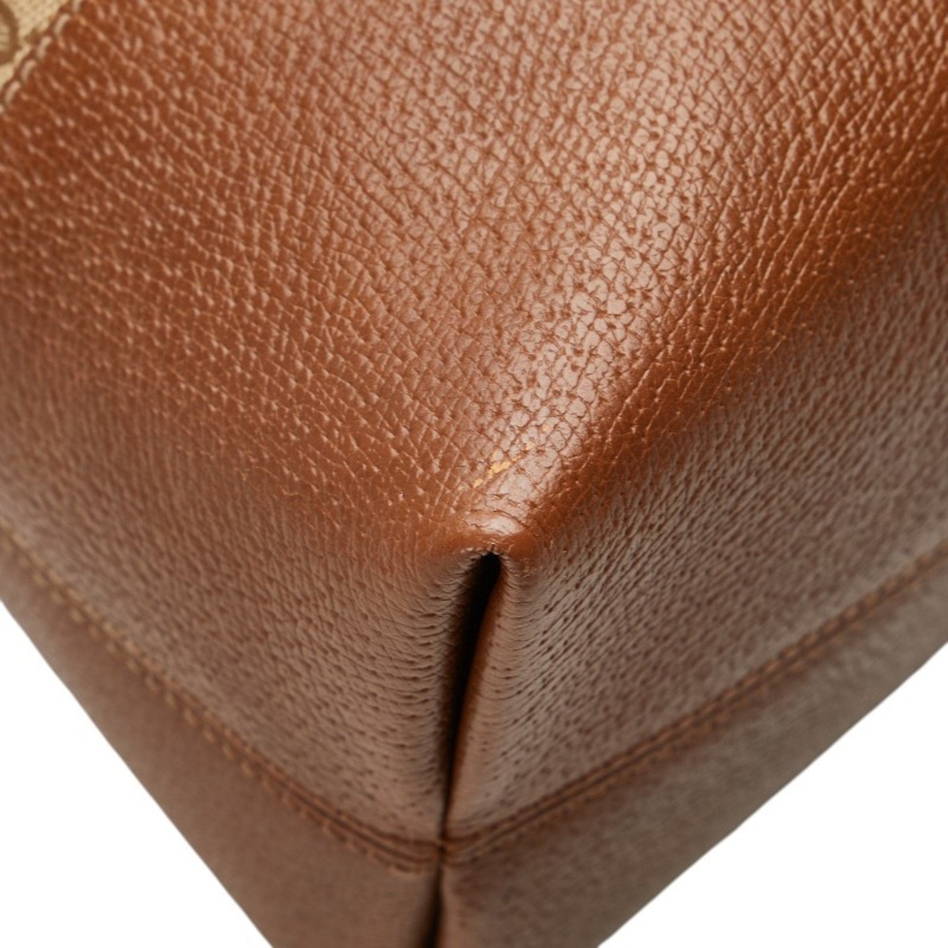 Gucci Gg Canvas Beige Brown Gg Canvas Leather Handbag Tote Bag
