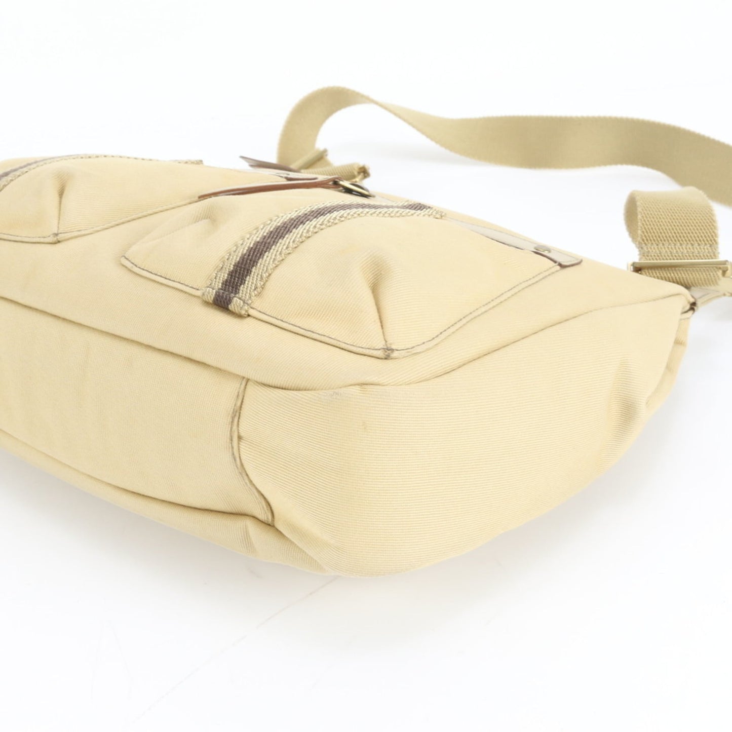 Gucci Yellow Leather Canvas Shoulder Bag