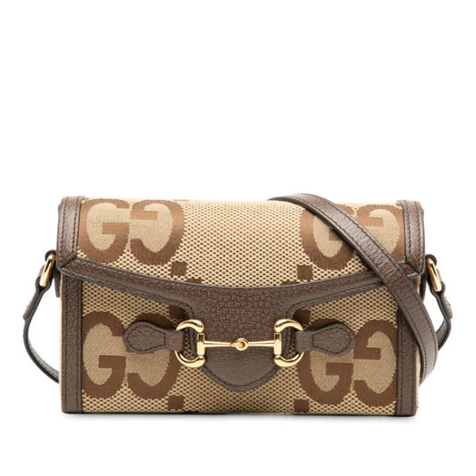 Gucci Brown Canvas Leather Shoulder Bag