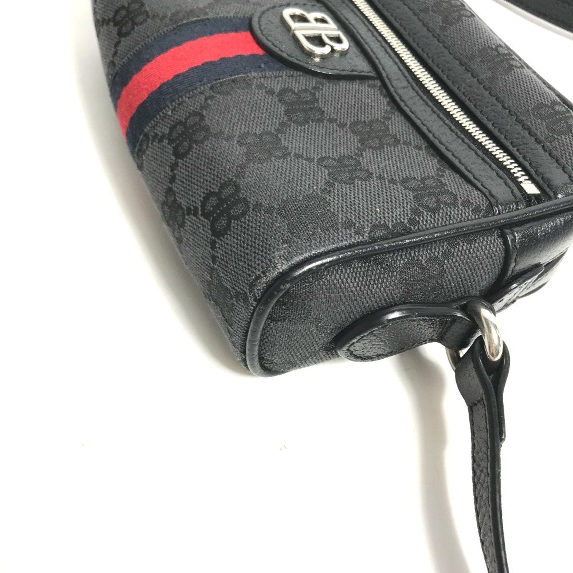 Gucci Black Canvas Leather Pochette Shoulder Bag