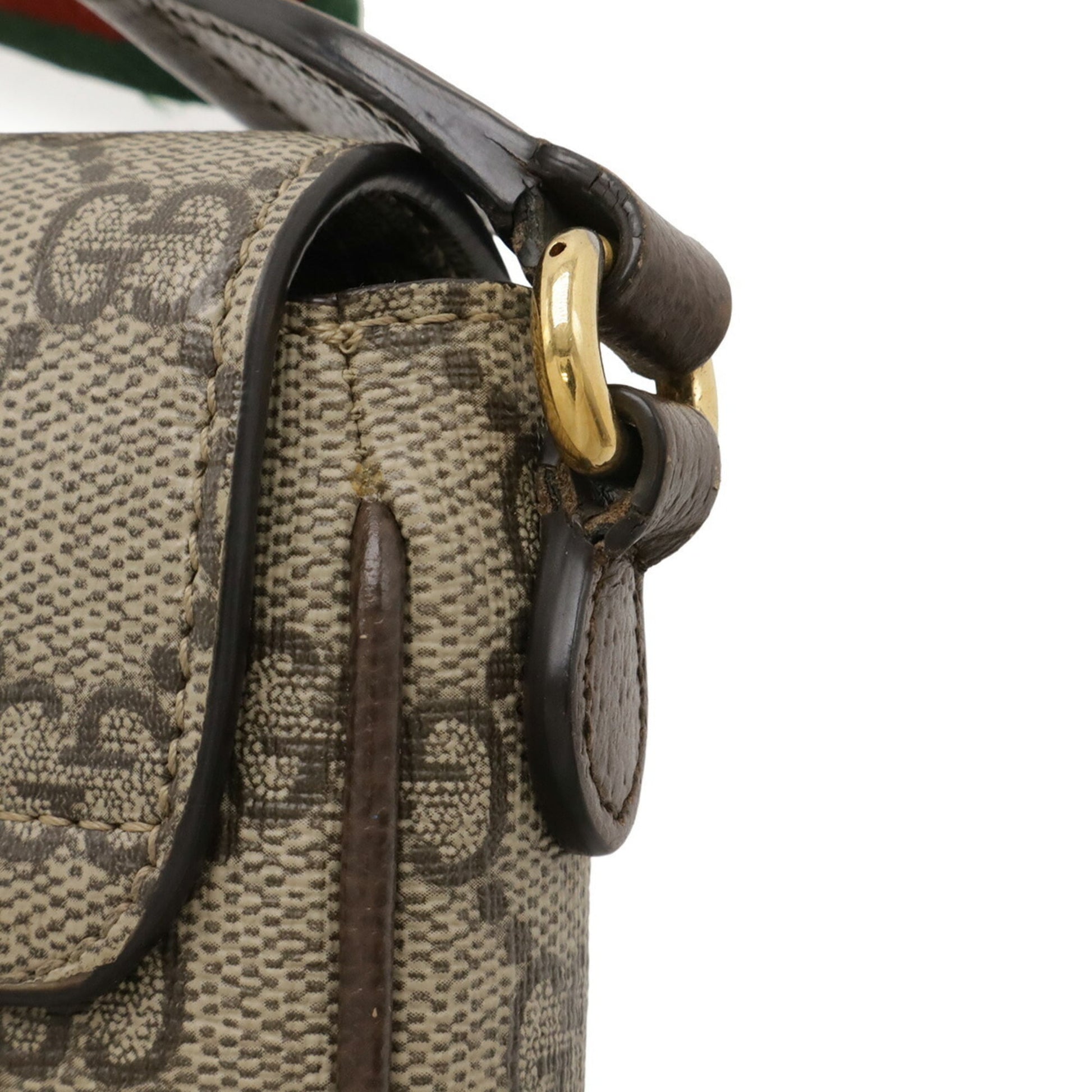 Gucci Sherry Line Beige Green Red Color Gg Supreme Leather Pochette Shoulder Bag