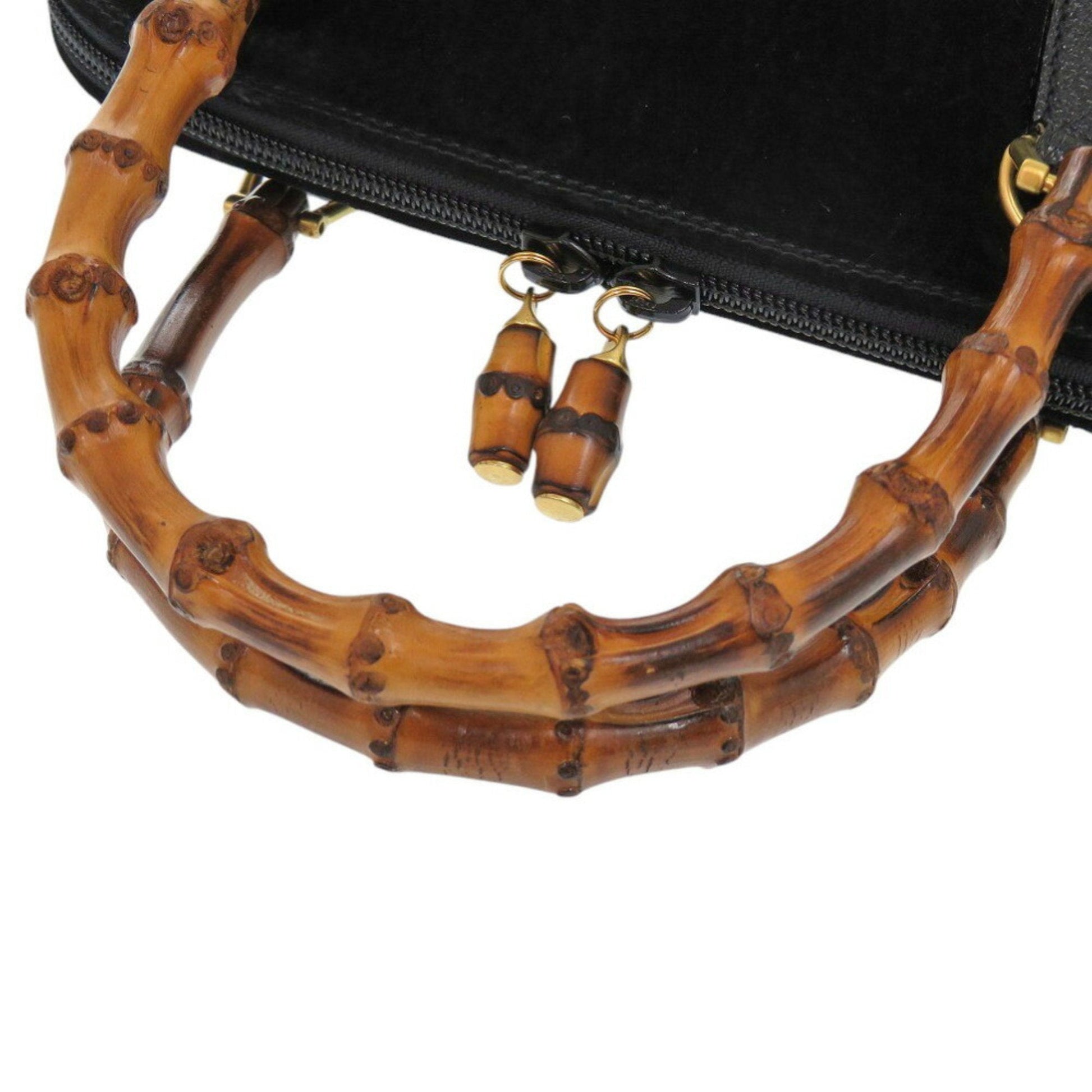 Gucci Black Bamboo Suede Handbag