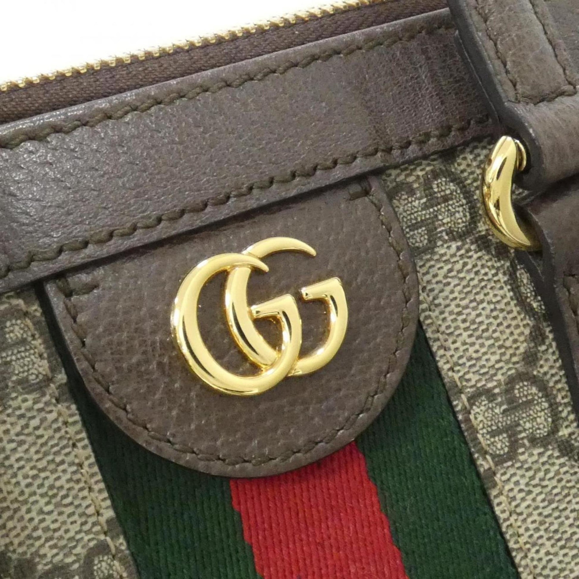 Gucci Beige Brown Gg Supreme Canvas Leather Handbag