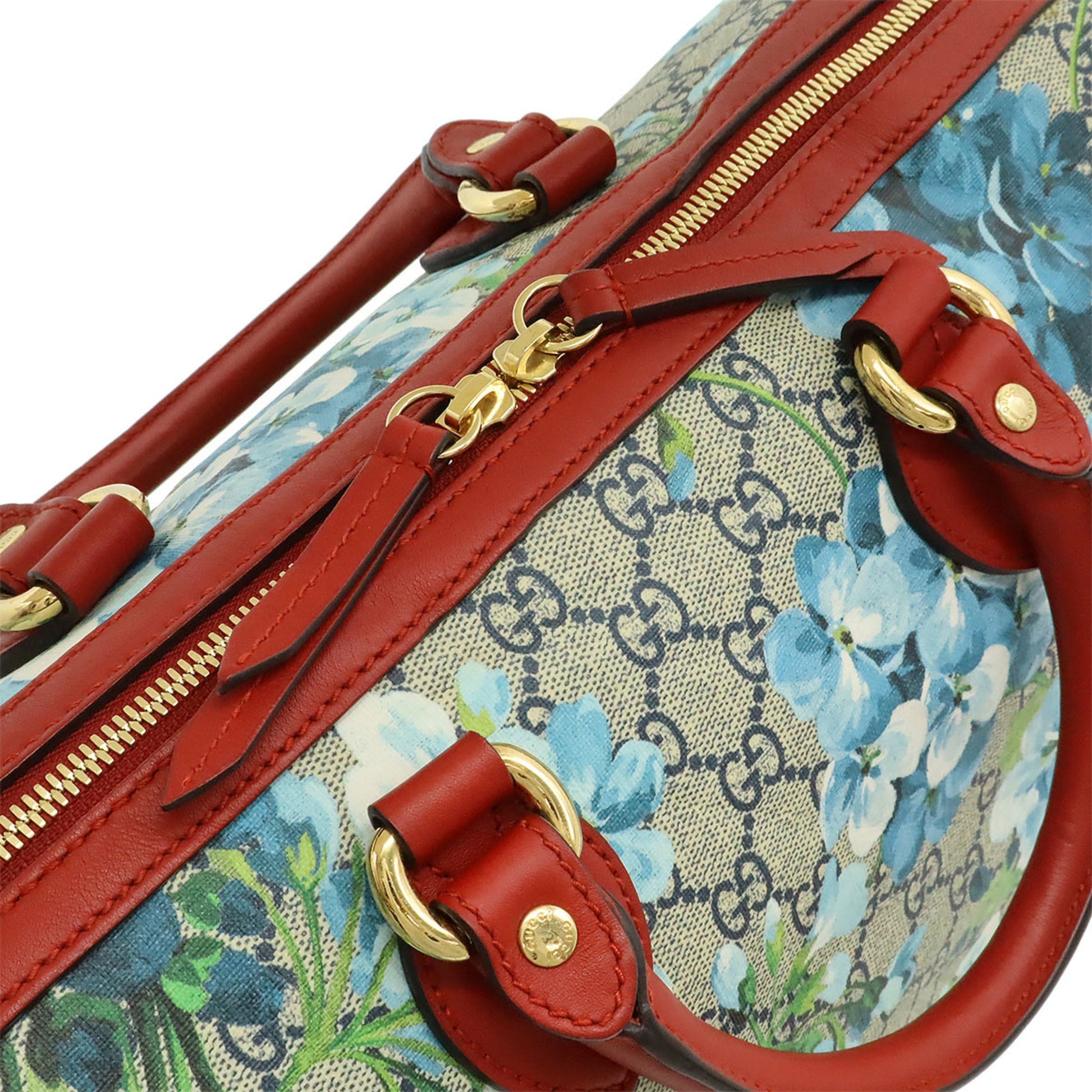 Gucci Beige Blue Multi-Color Red Color Gg Supreme Leather Boston Bag Handbag Shoulder Bag