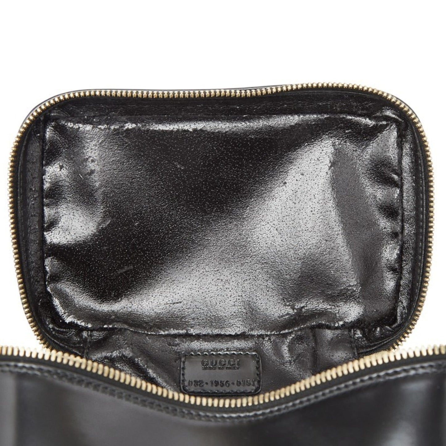 Gucci Black Leather Handbag Vanity Bag
