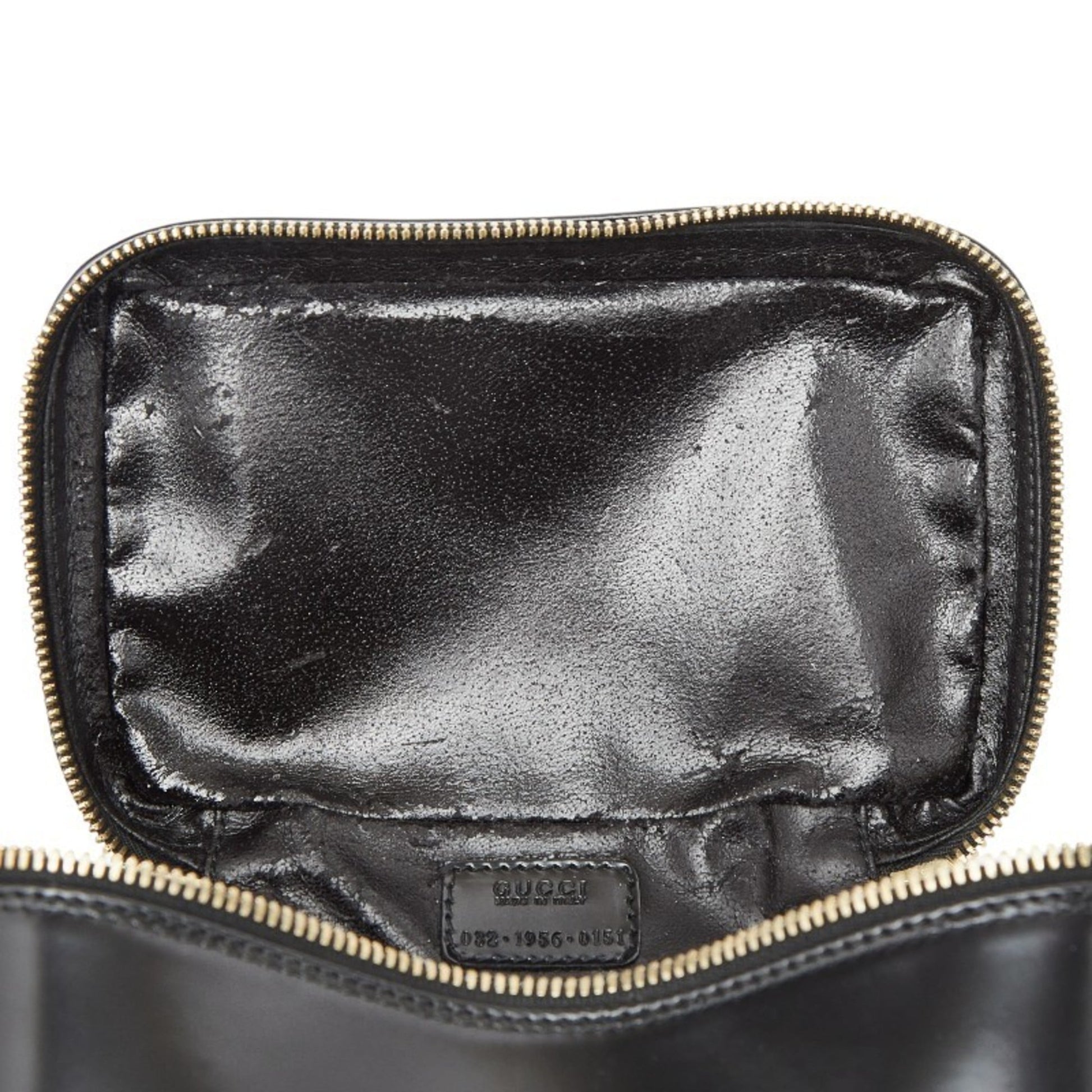 Gucci Black Leather Handbag Vanity Bag