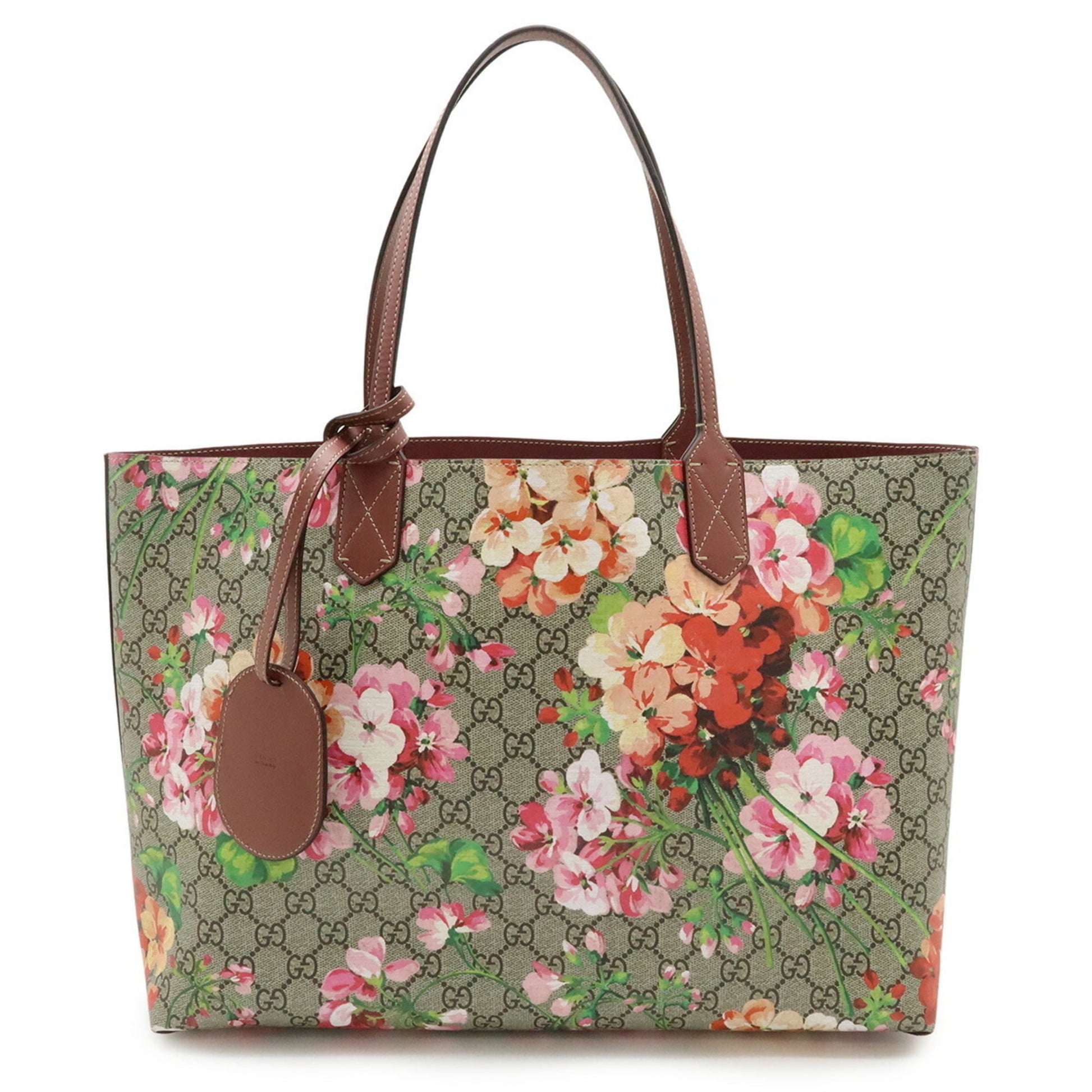 Gucci Gg Blooms Beige Multi-Color Pink Leather Shoulder Bag Tote Bag