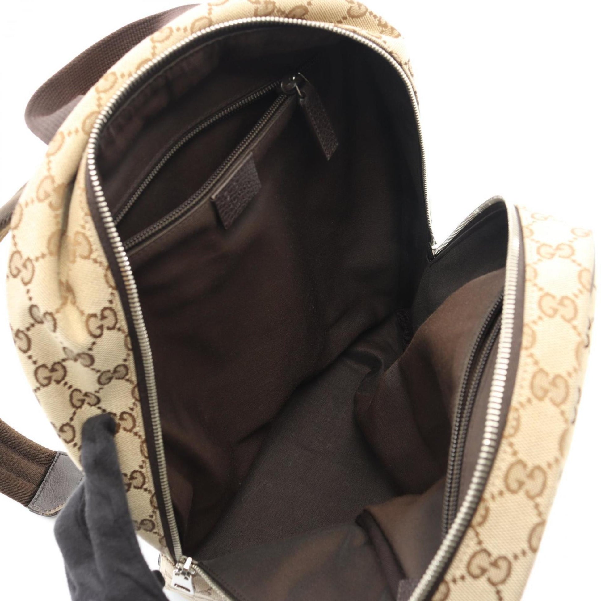 Gucci Beige Brown Canvas Leather Backpack