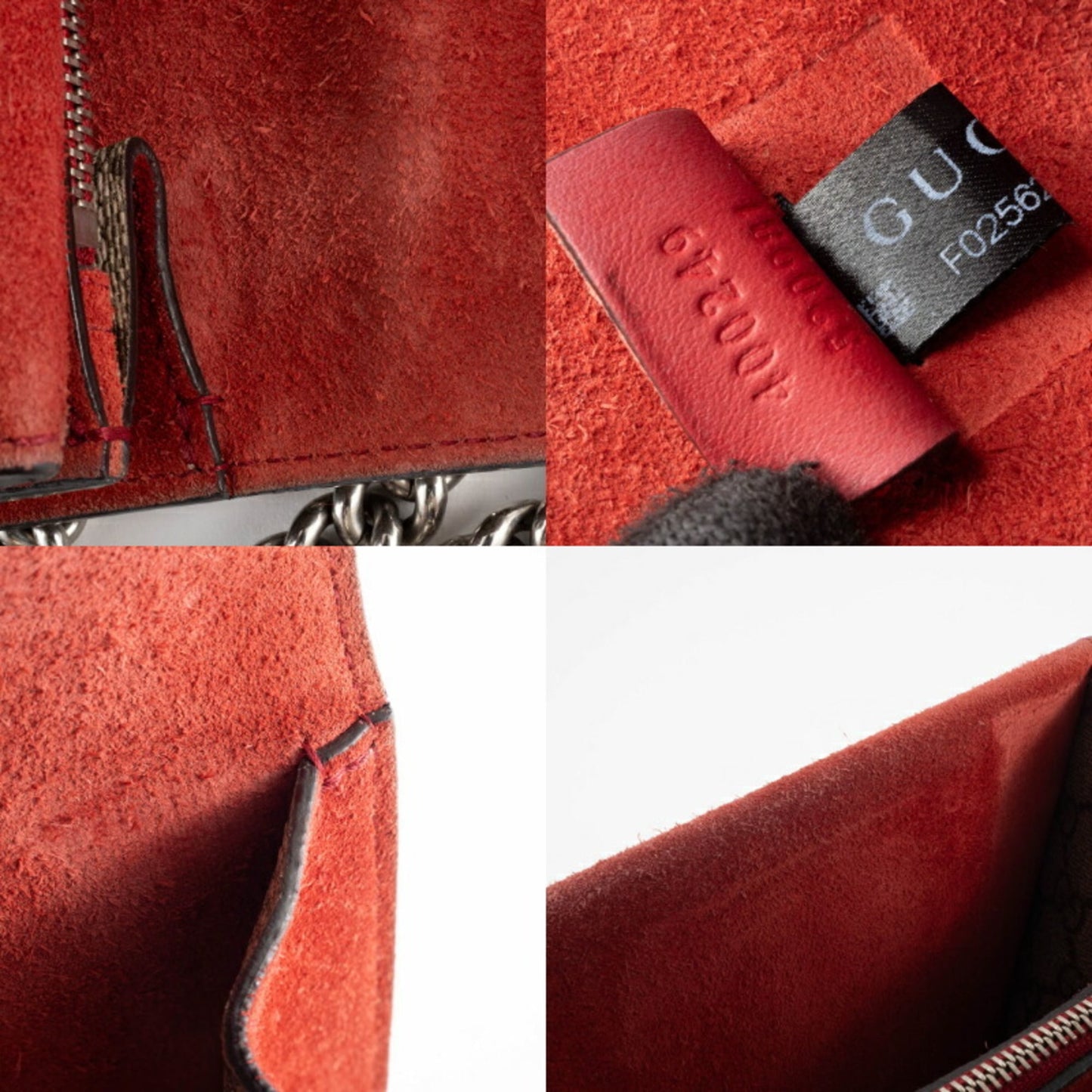 Gucci Beige Red Color Gg Supreme Leather Shoulder Bag