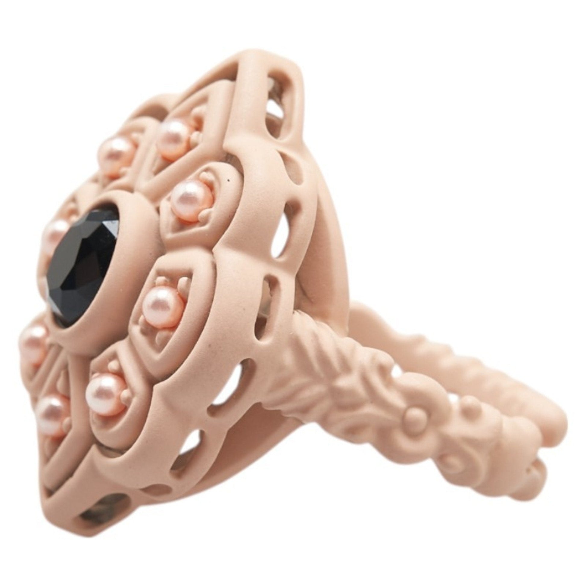 Gucci Pink Artificial Pearl Plastic Band Ring