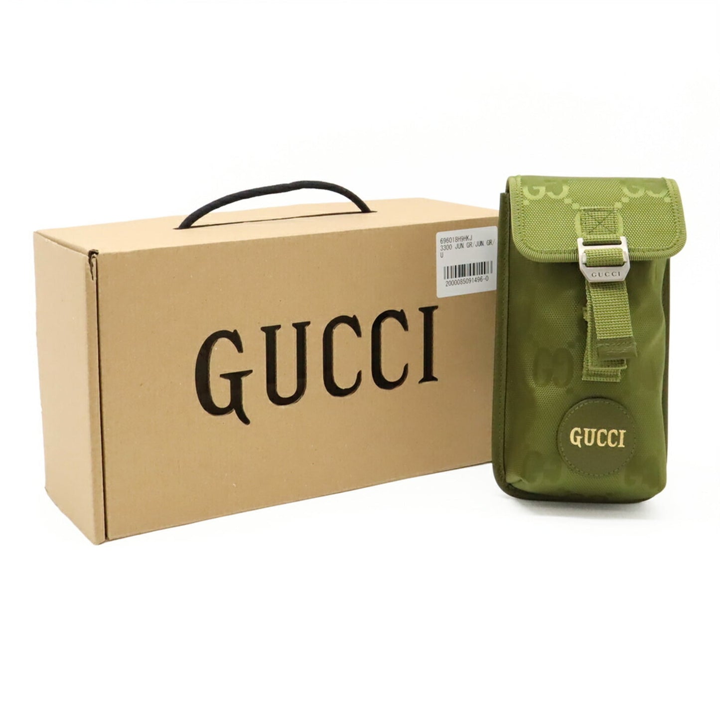 Gucci Green Khaki Nylon Canvas Leather Shoulder Bag