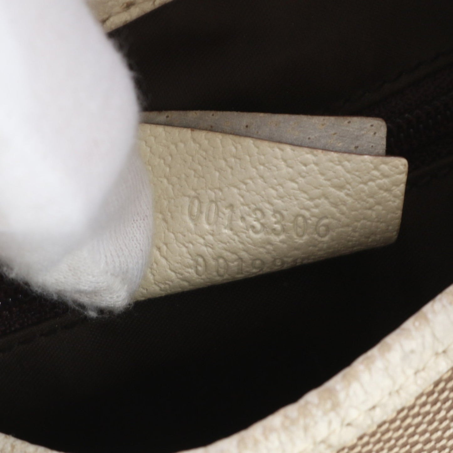 Gucci Beige Leather Canvas Shoulder Bag