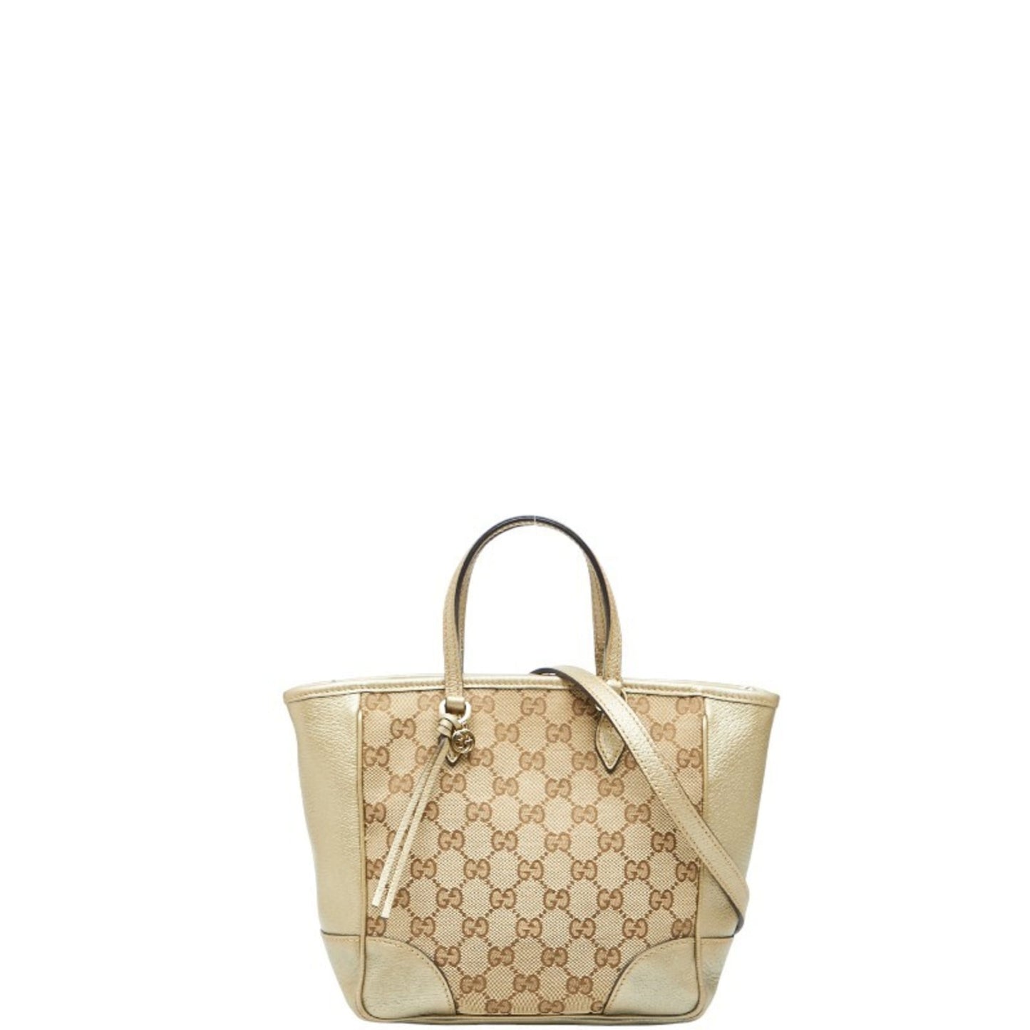 Gucci Gg Canvas Beige Gold Gg Canvas Leather Handbag Shoulder Bag