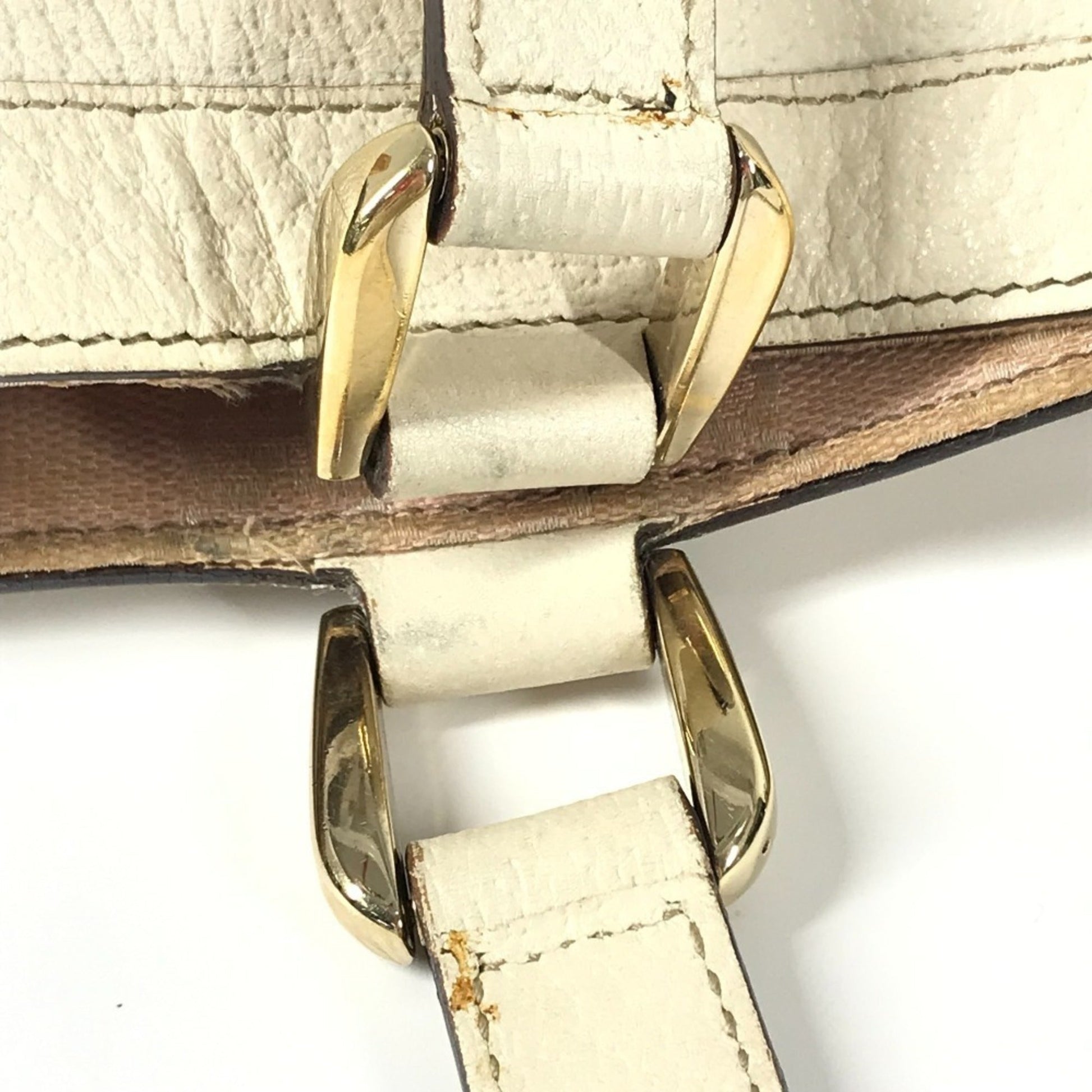 Gucci Pink White Leather Handbag Shoulder Bag Tote Bag