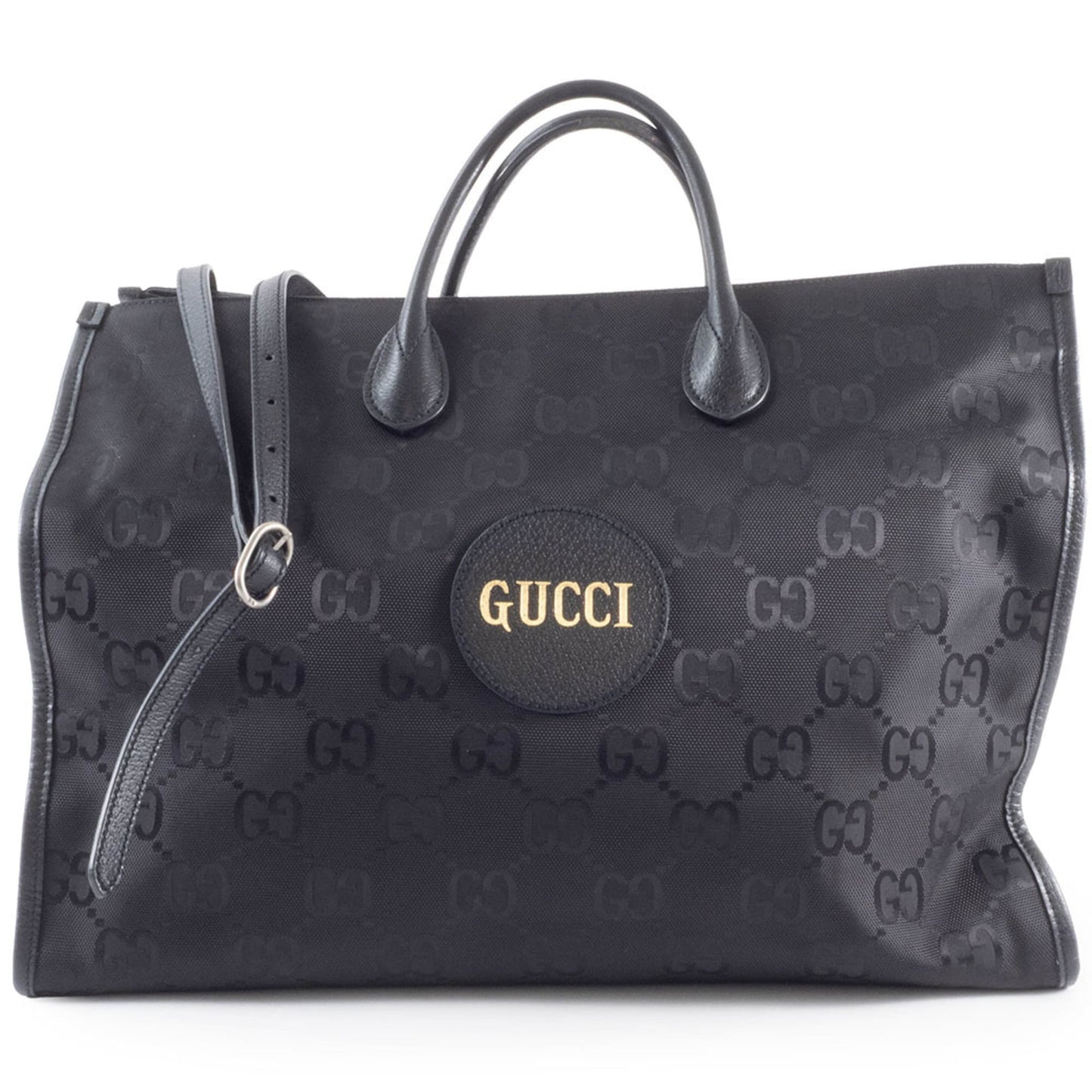 Gucci Black Nylon Leather Tote Bag