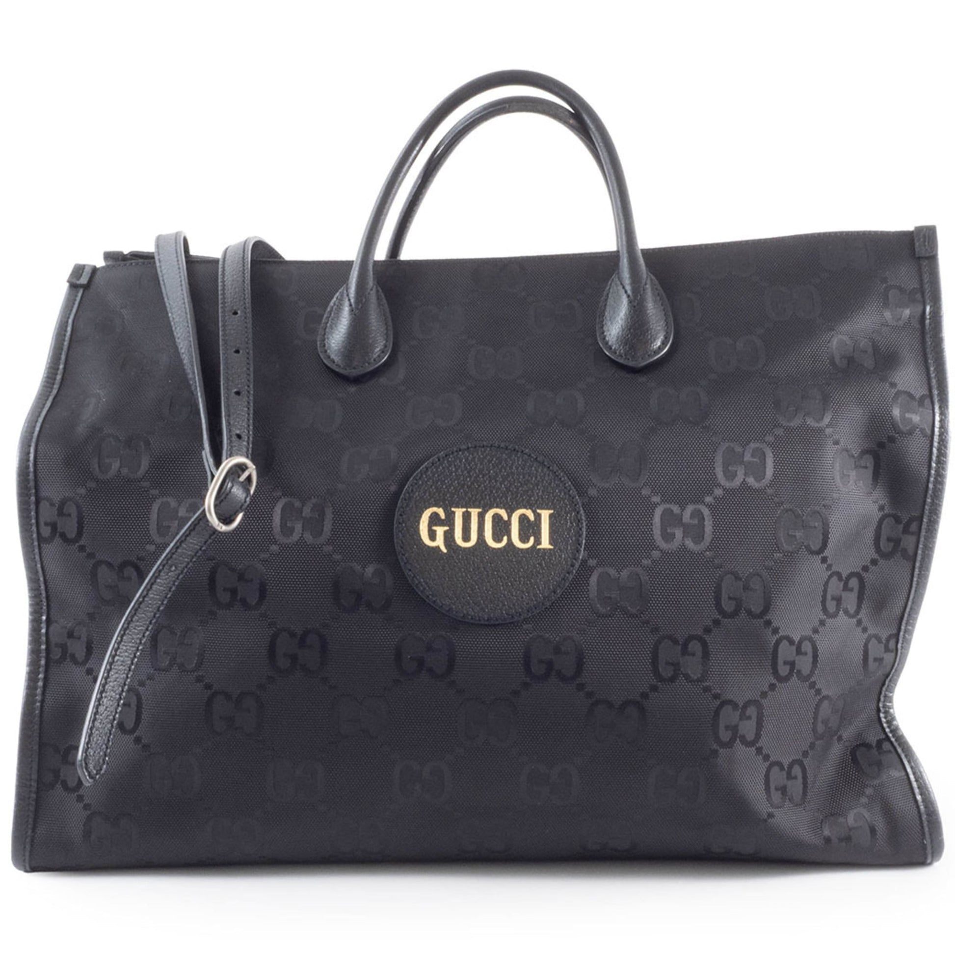 Gucci Black Nylon Leather Tote Bag