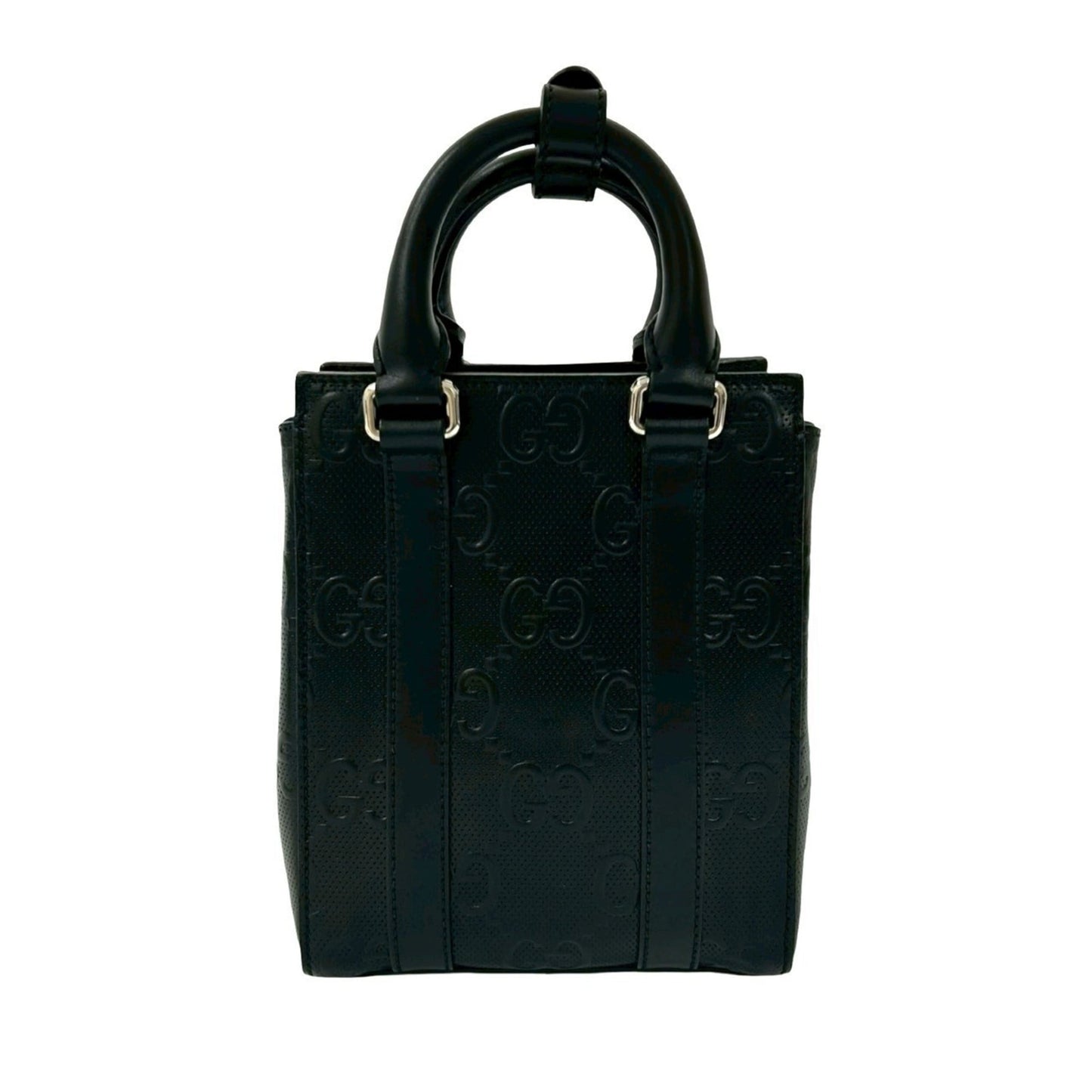 Gucci Black Leather Handbag Shoulder Bag Tote Bag