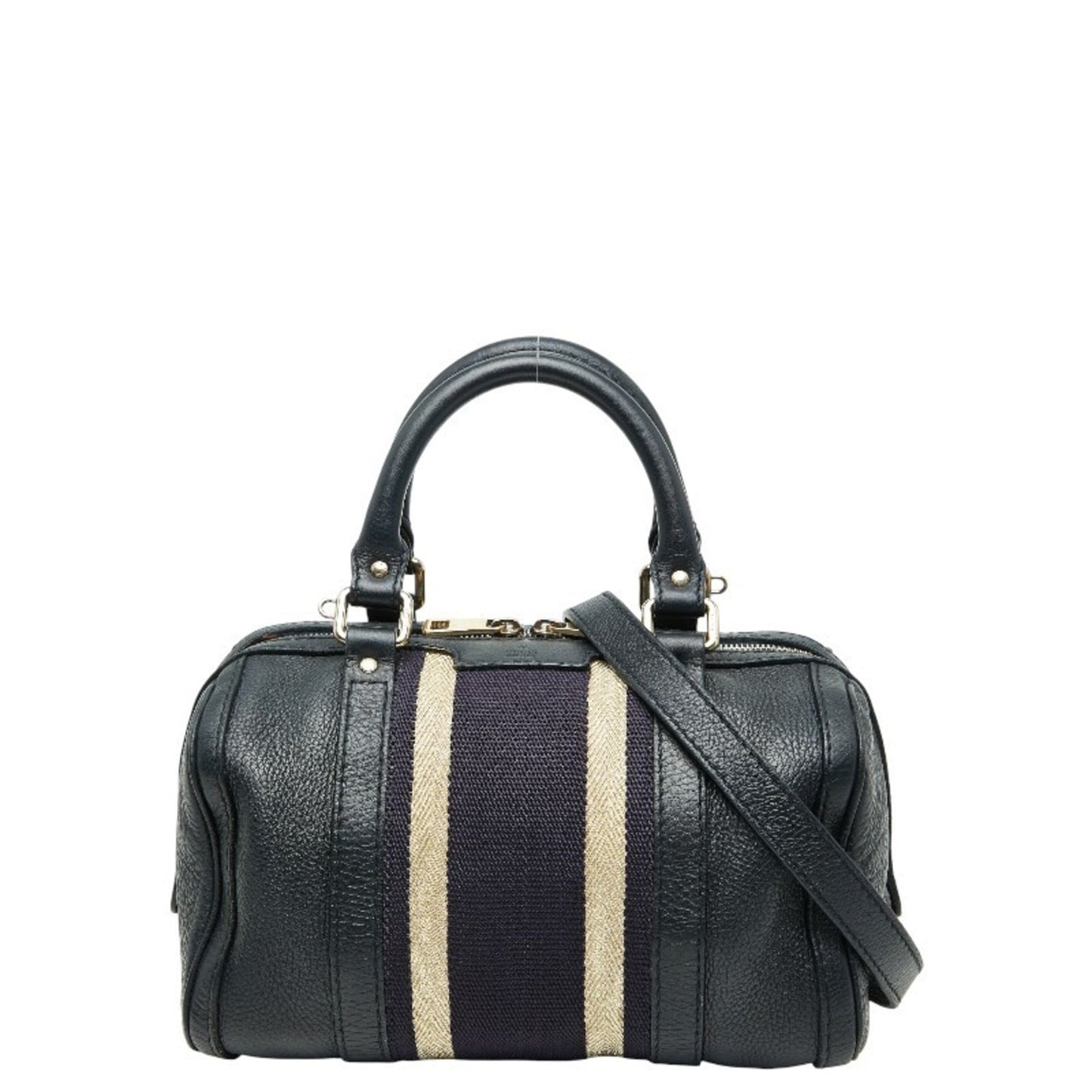 Gucci Black Multi-Color Canvas Leather Boston Bag Shoulder Bag