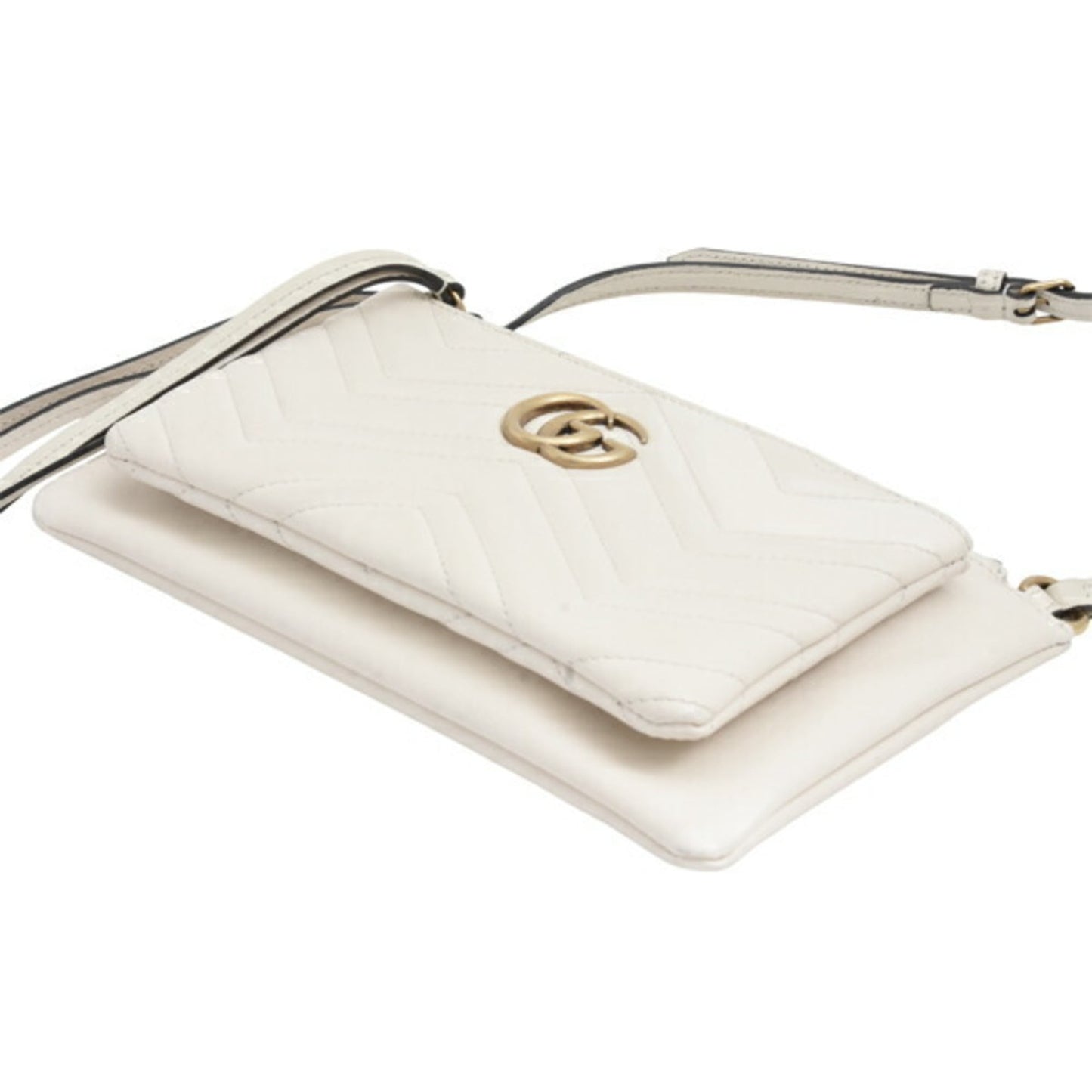 Gucci White Leather Pochette Pouch Shoulder Bag