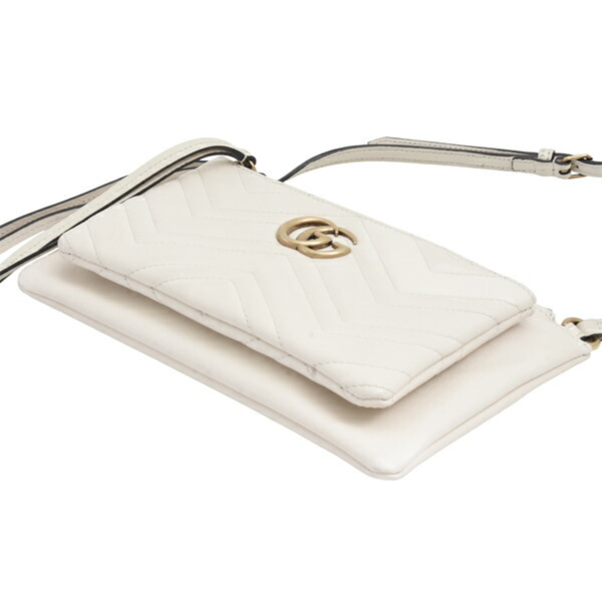 Gucci White Leather Pochette Pouch Shoulder Bag
