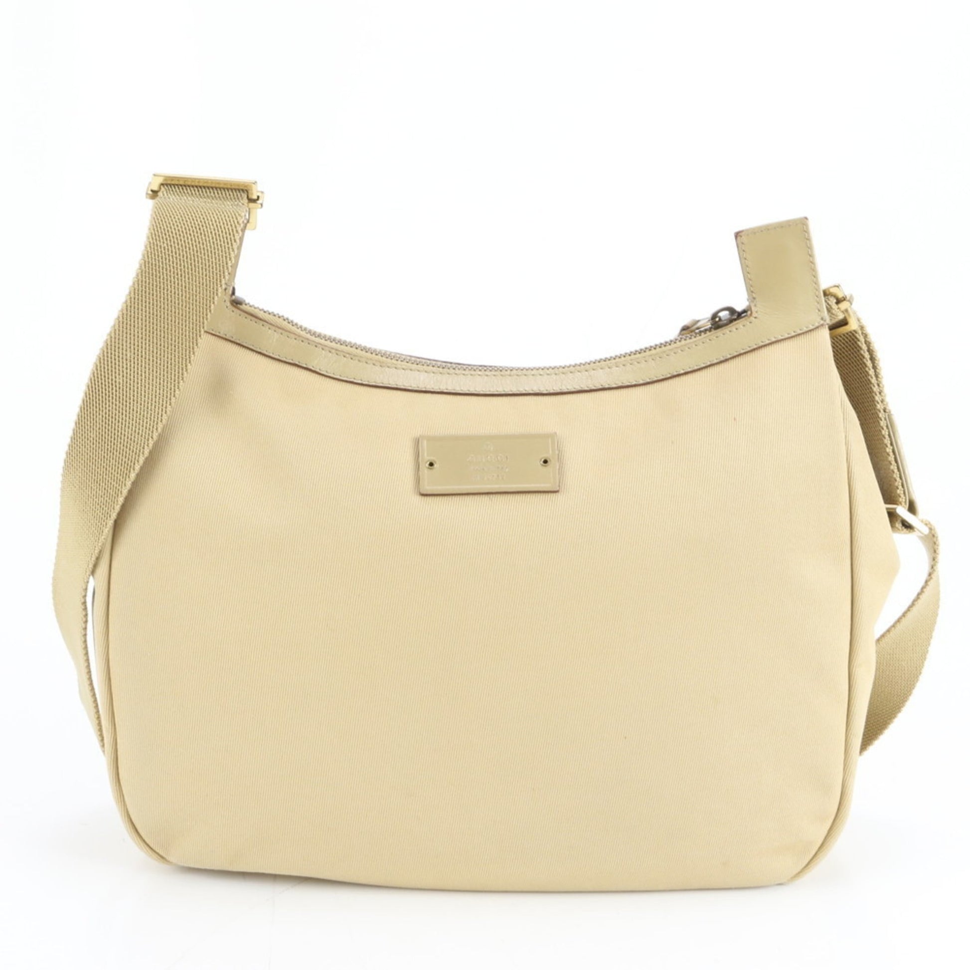 Gucci Yellow Leather Canvas Shoulder Bag