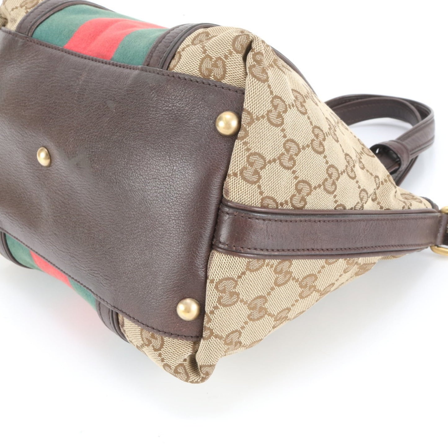 Gucci Brown Leather Canvas Handbag