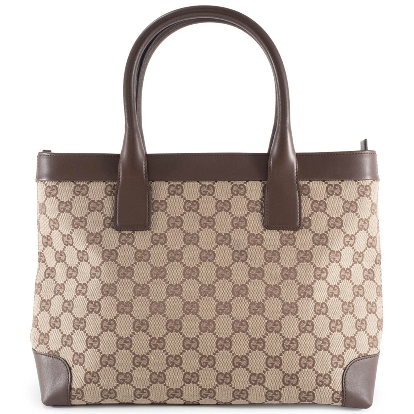 Gucci Gg Canvas Beige Brown Gg Canvas Leather Tote Bag