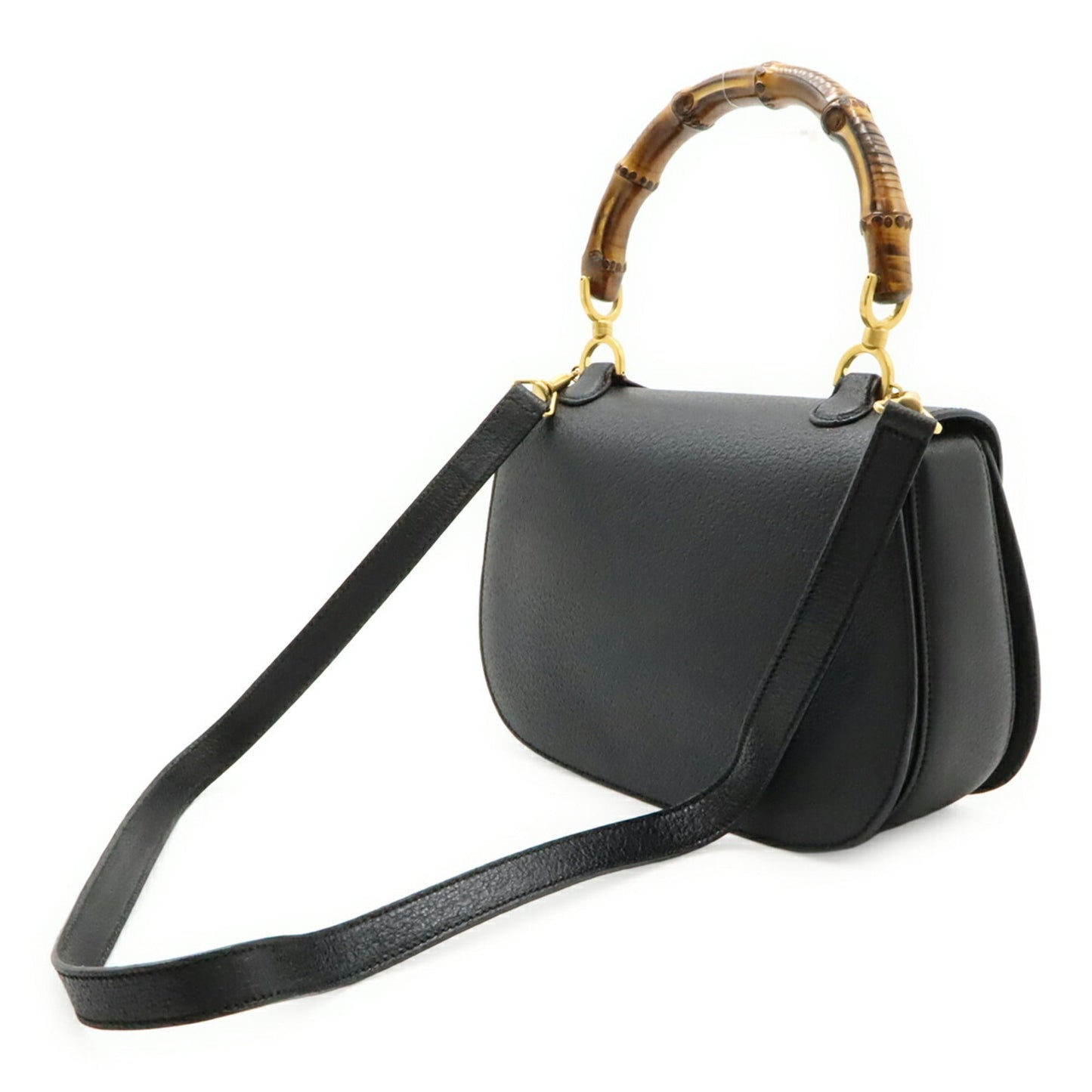 Gucci Black Bamboo Leather Handbag Shoulder Bag