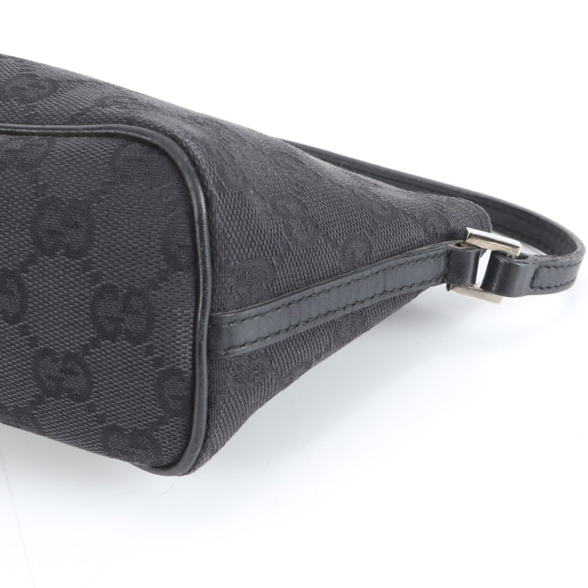 Gucci Black Leather Canvas Pouch Shoulder Bag
