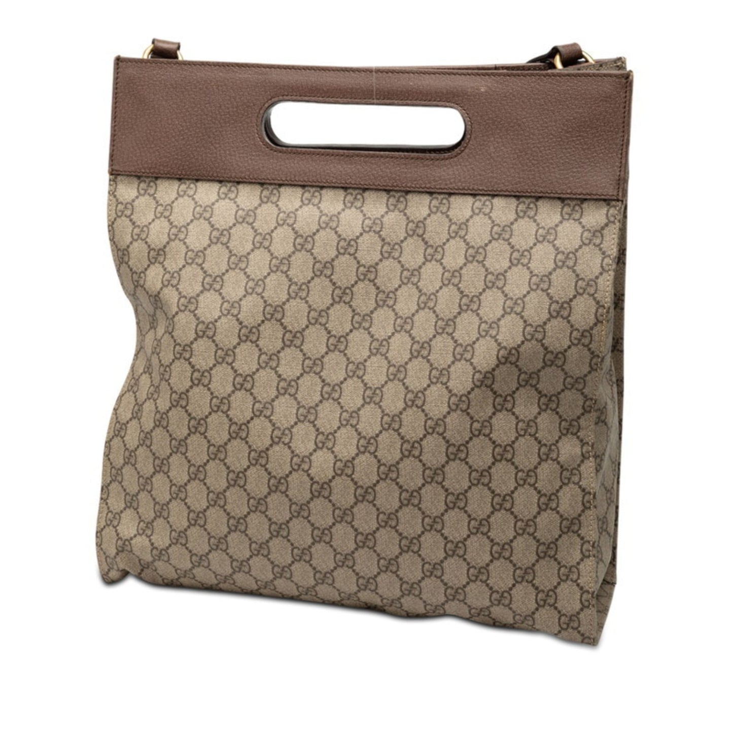 Gucci Beige Brown Gg Supreme Pvc Leather Shoulder Bag Tote Bag