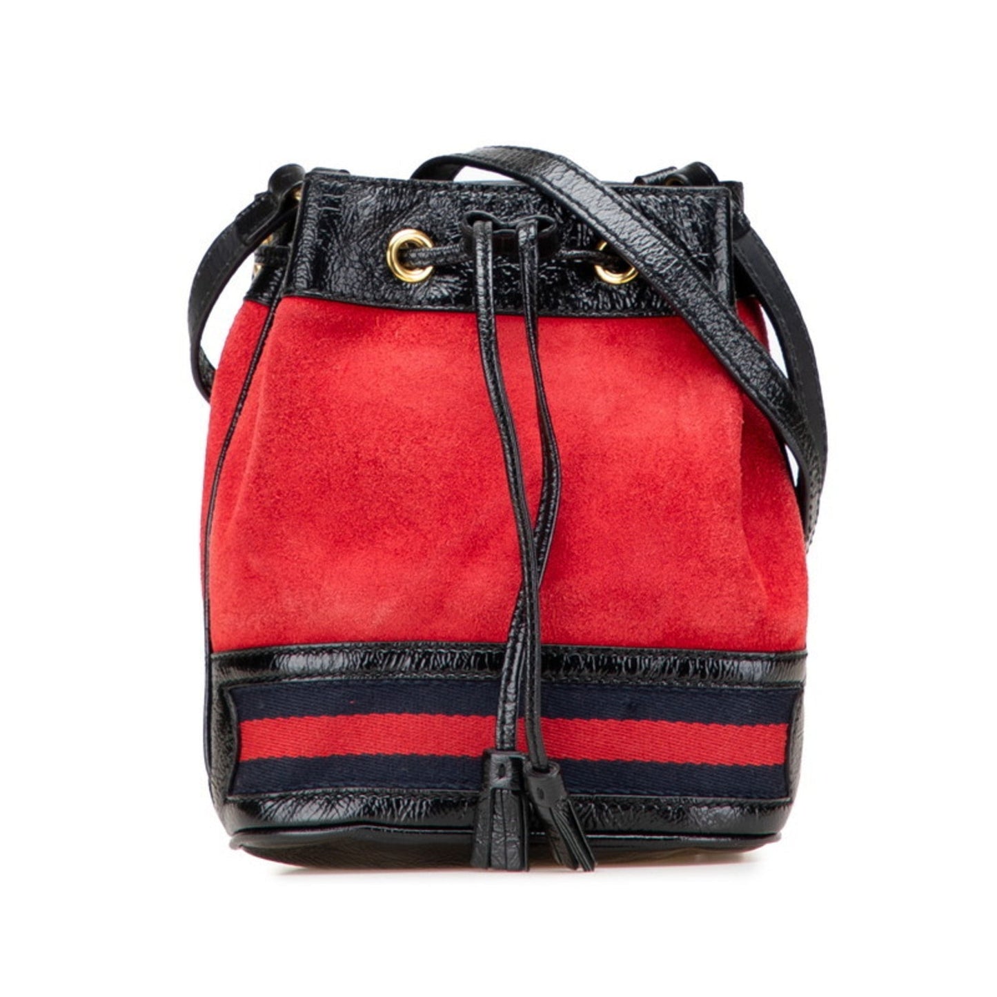 Gucci Black Red Color Suede Leather Shoulder Bag