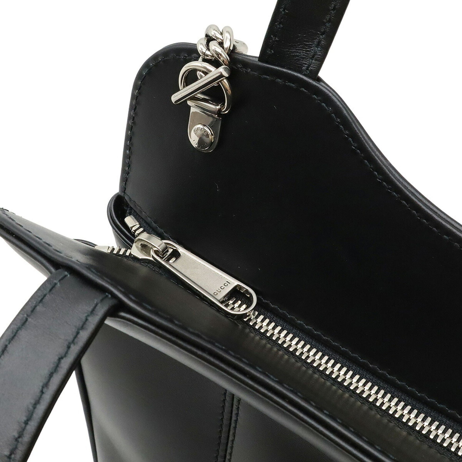 Gucci Black Leather Handbag Shoulder Bag Tote Bag