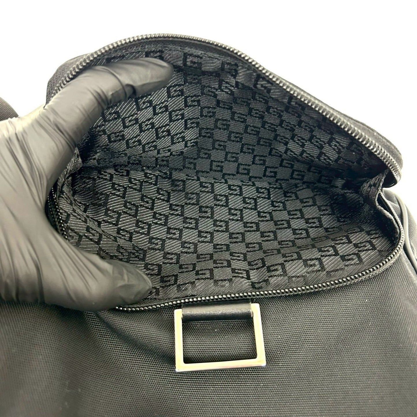 Gucci Black Nylon Leather Backpack