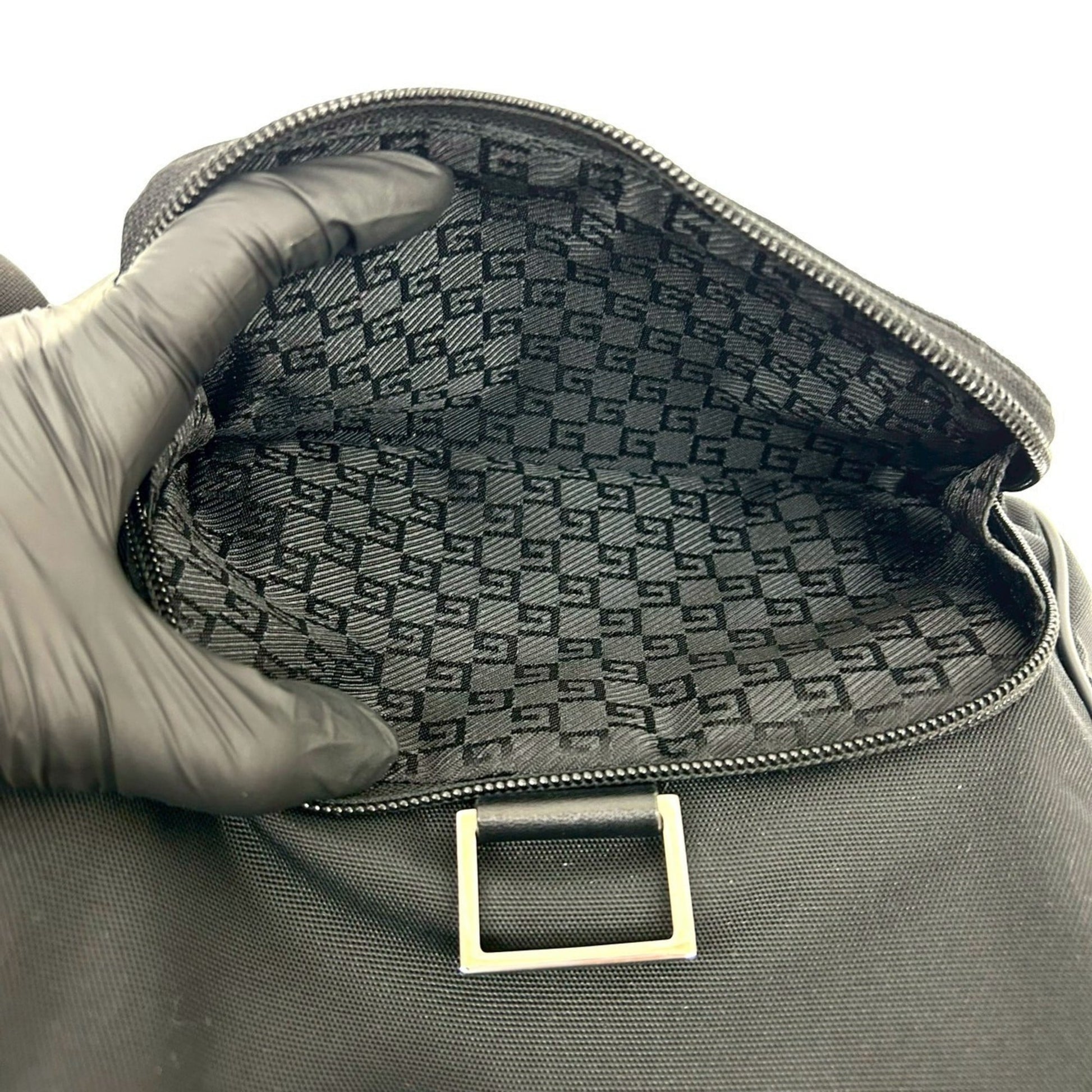 Gucci Black Nylon Leather Backpack